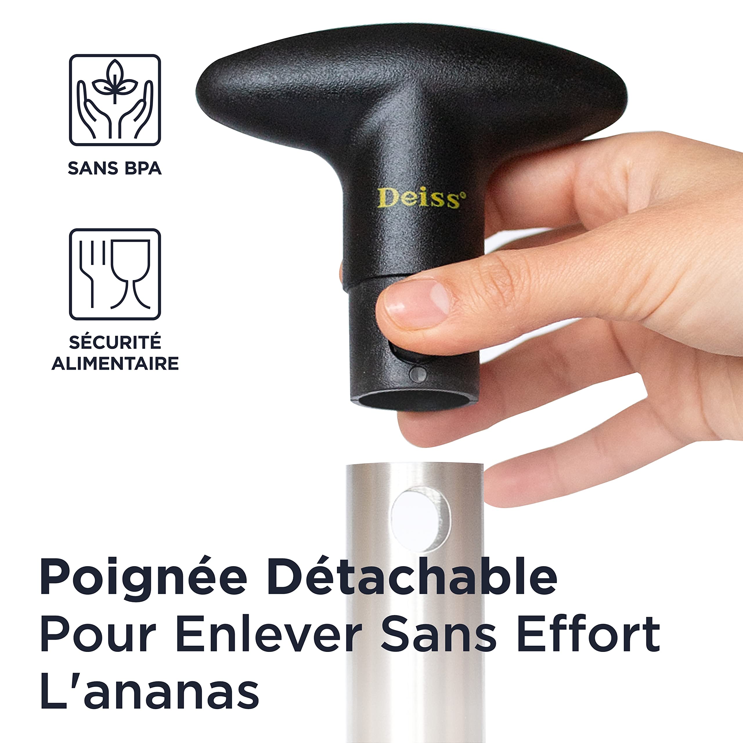 Deiss PRO Dévideur d’Ananas Coupe-Ananas 2 en 1 Acier Inoxydable