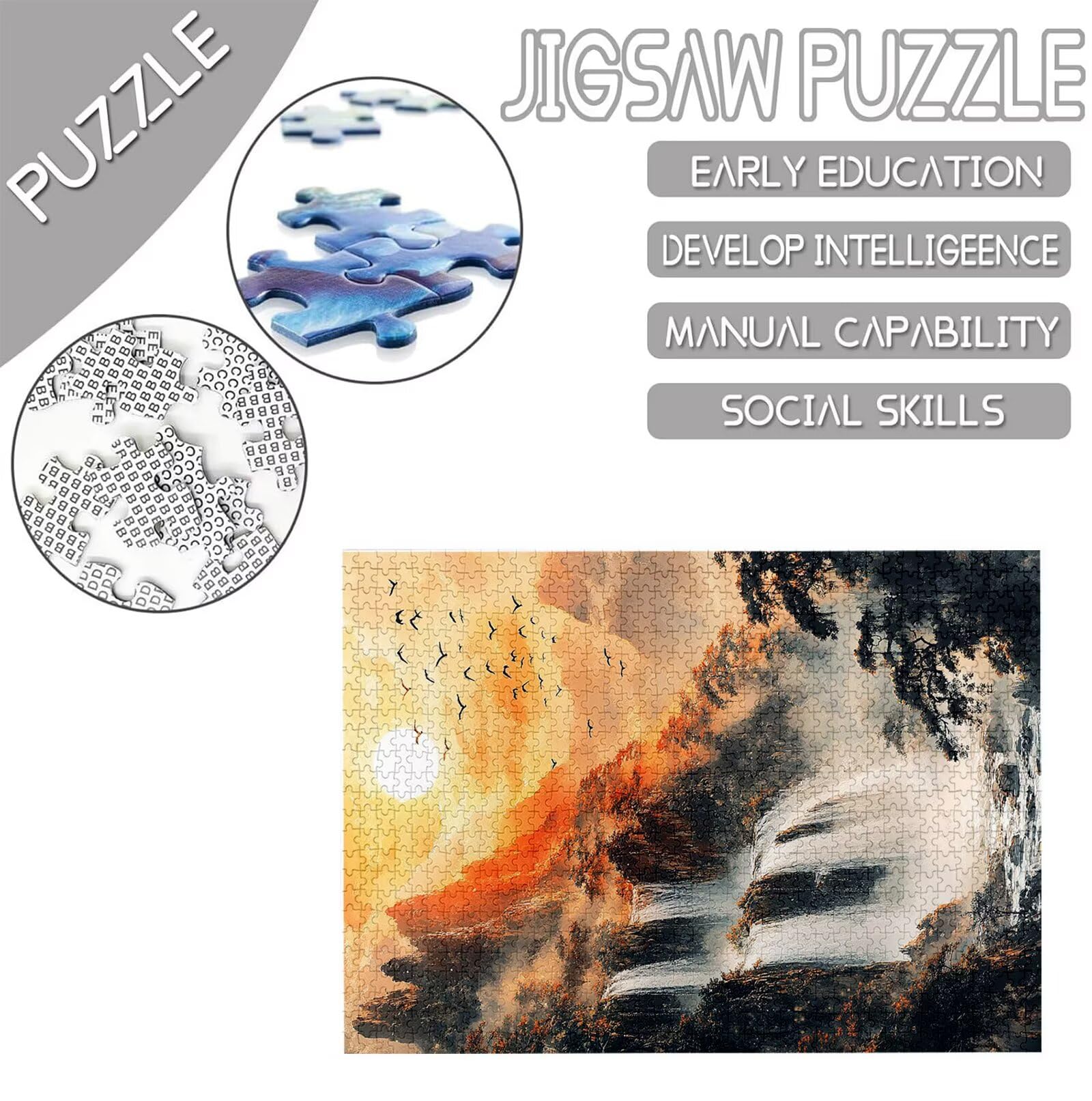Antyczne puzzle 1500 elementów dla dorosłych, duże drewniane puzzle wzór krajobrazu, 87 x 57 cm układanka DIY rzemiosło 14 lat działalność rodzinna opakowanie prezent do dekoracji ścian dom sypialnia