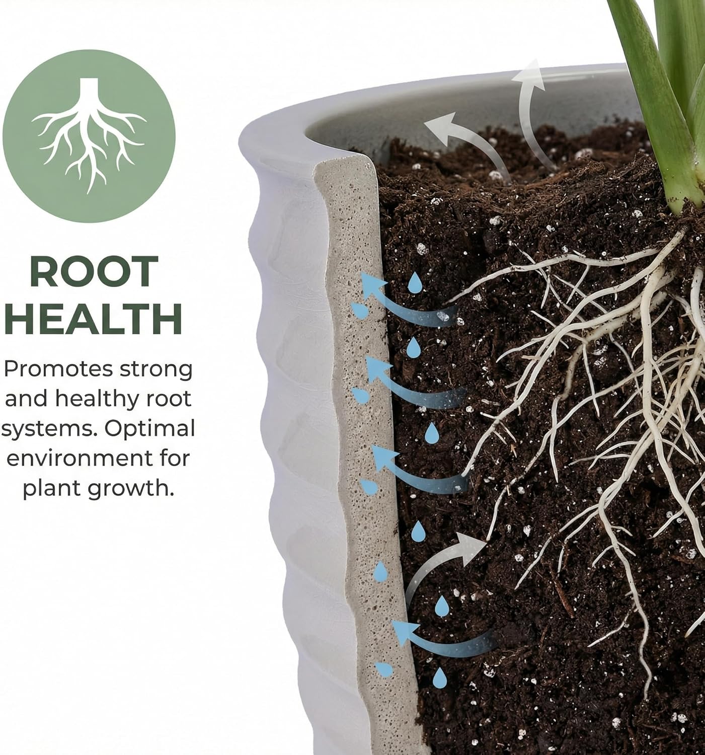 16.5 Inch Large Ceramic Planter, Tall Plante Pots Decorative Flower Pot with Horizontal Ripples & Ice-Crack Pattern and Drainage, Indoor & Outdoor Planters for Fiddle Leaf Fig, Milk White