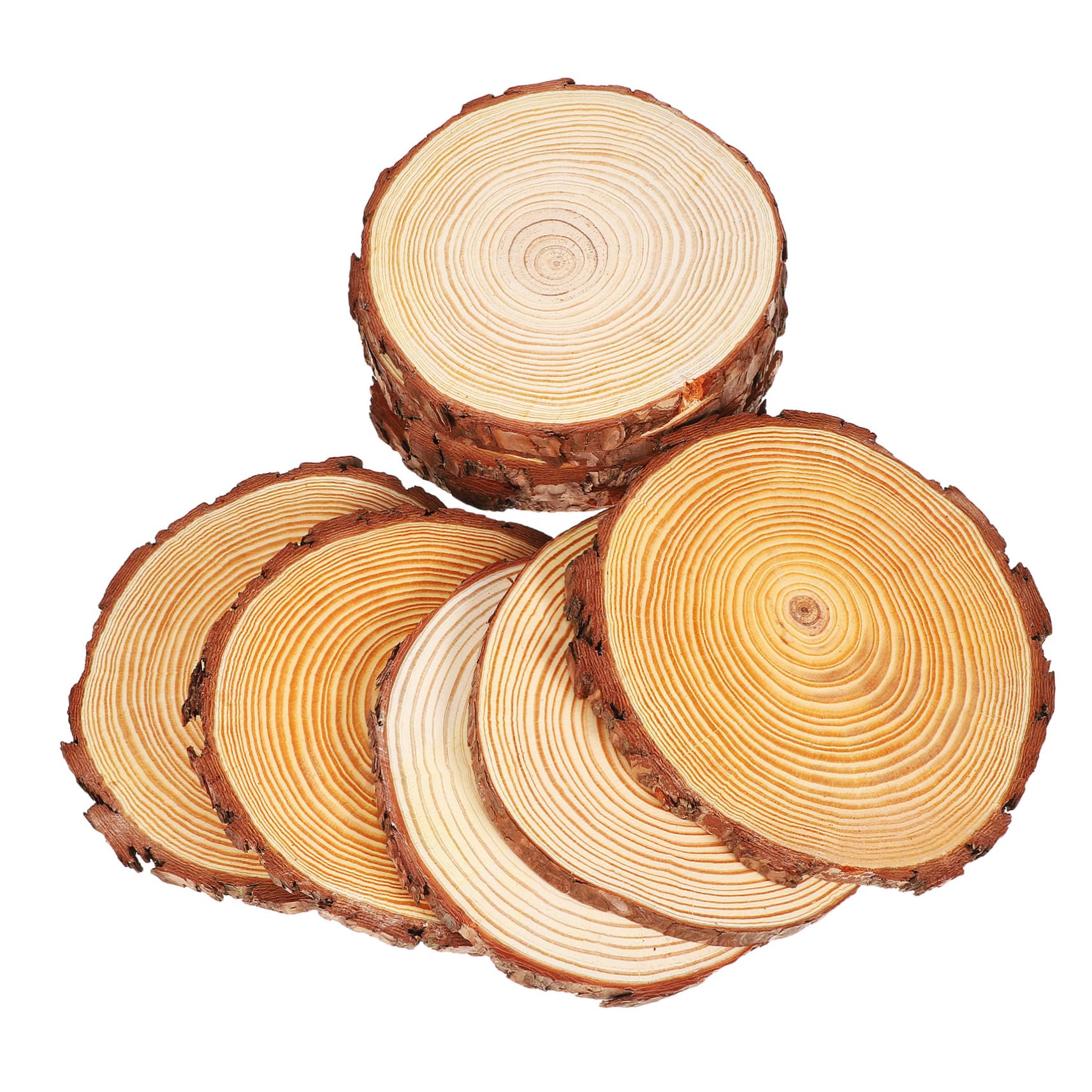 Veemoon 10 Stück Teiliges Runde Holzscheiben Unbehandelte Holzscheiben aus Kiefernholz DIY Bastelstücke und Untersetzer für Kreative Malprojekte Rustikale Tischdeko und