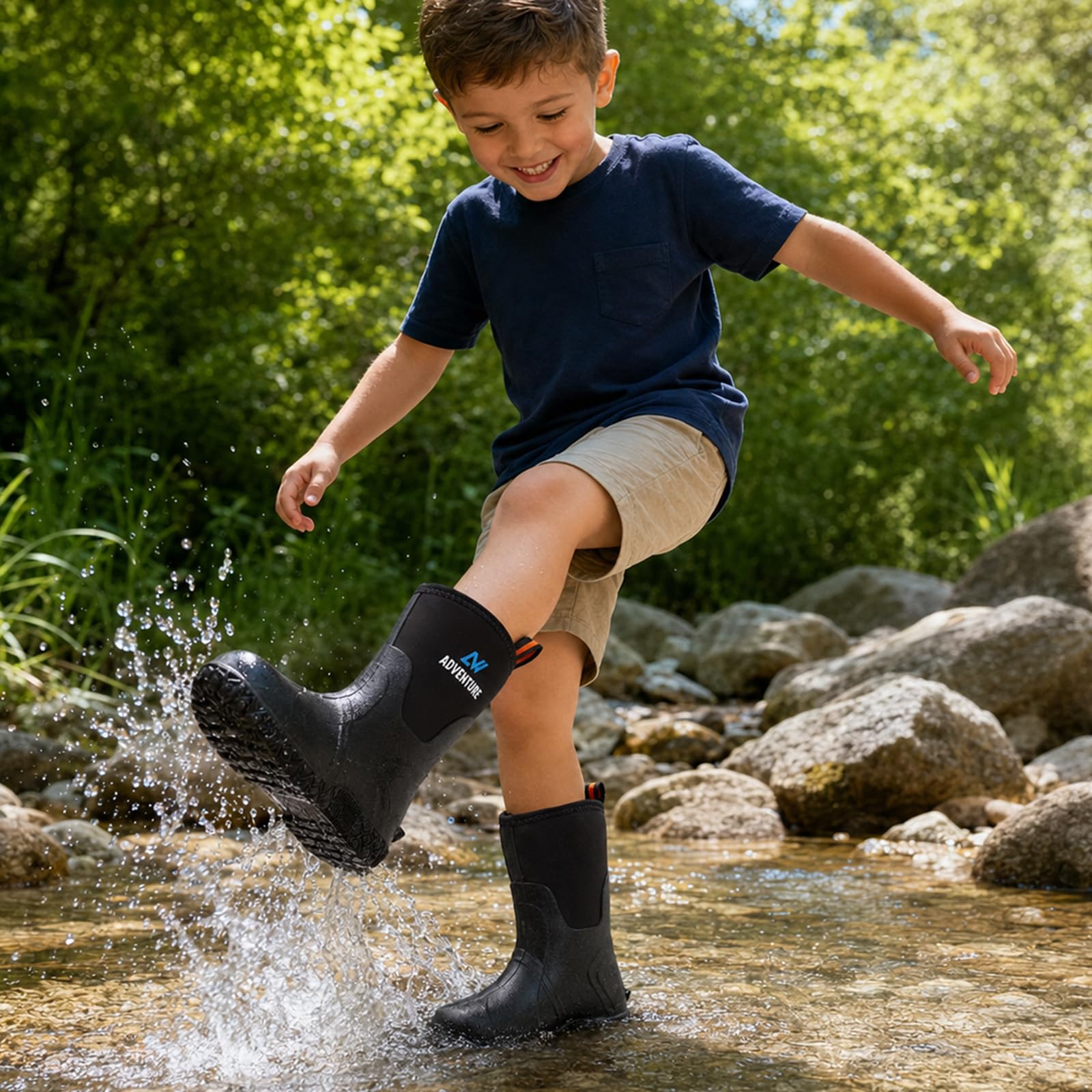 Stivali Pioggia Bambino, Stivaletti Gomma Impermeabile Antiscivolo, Leggeri | Stivaletti Bambina Scarpe Bambini da Acqua, Suola Aderente, Altezza Polpaccio, Calzature per Esterno, Facili da Pulire