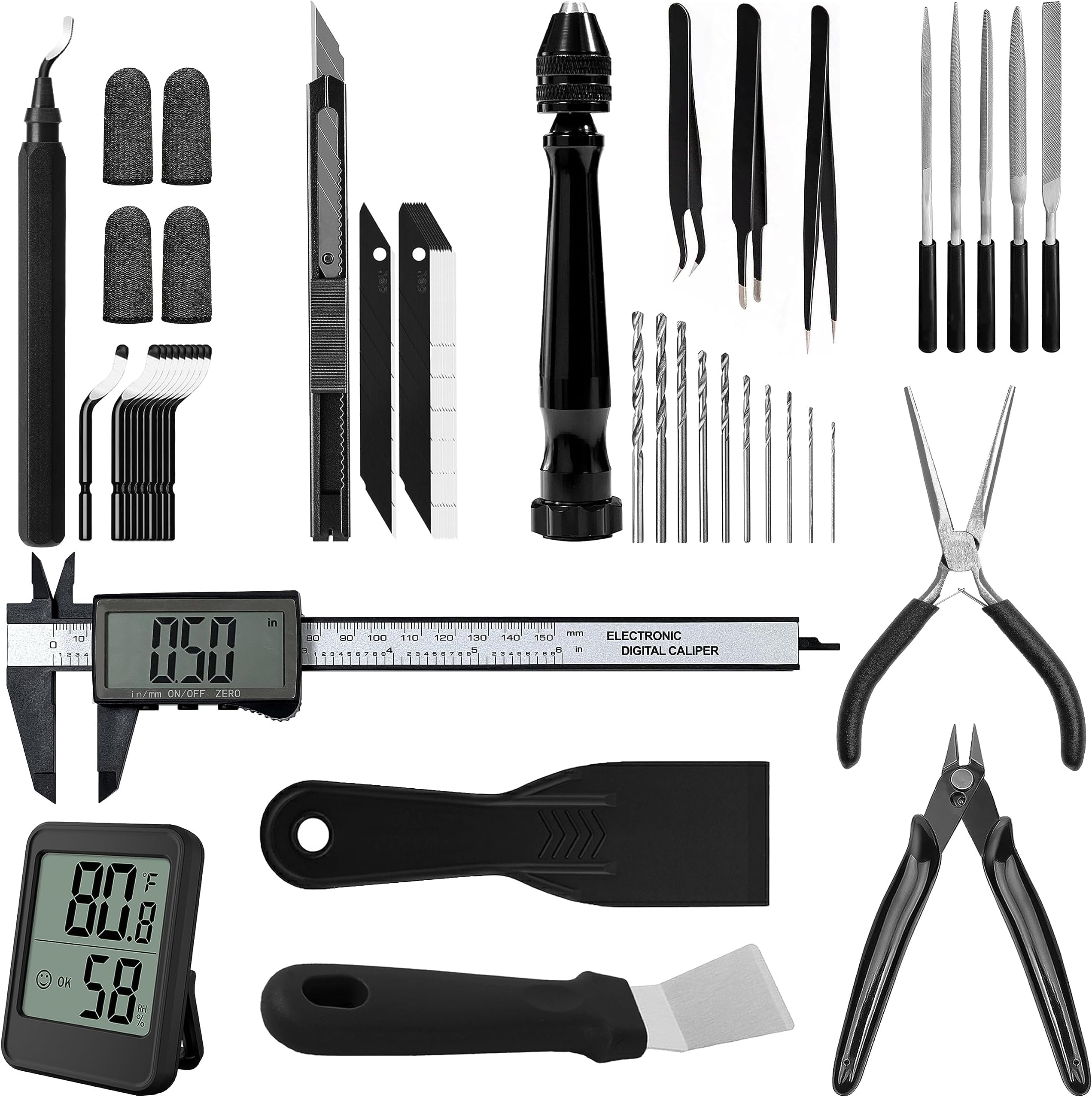 NALACAL 3D Printer Tools Kit, 51Pcs Printer Accessories for Removing, Smoothing, Finishing, Deburring, Craving, Drilling, 3D Printer Repair Set Cleaning Tool