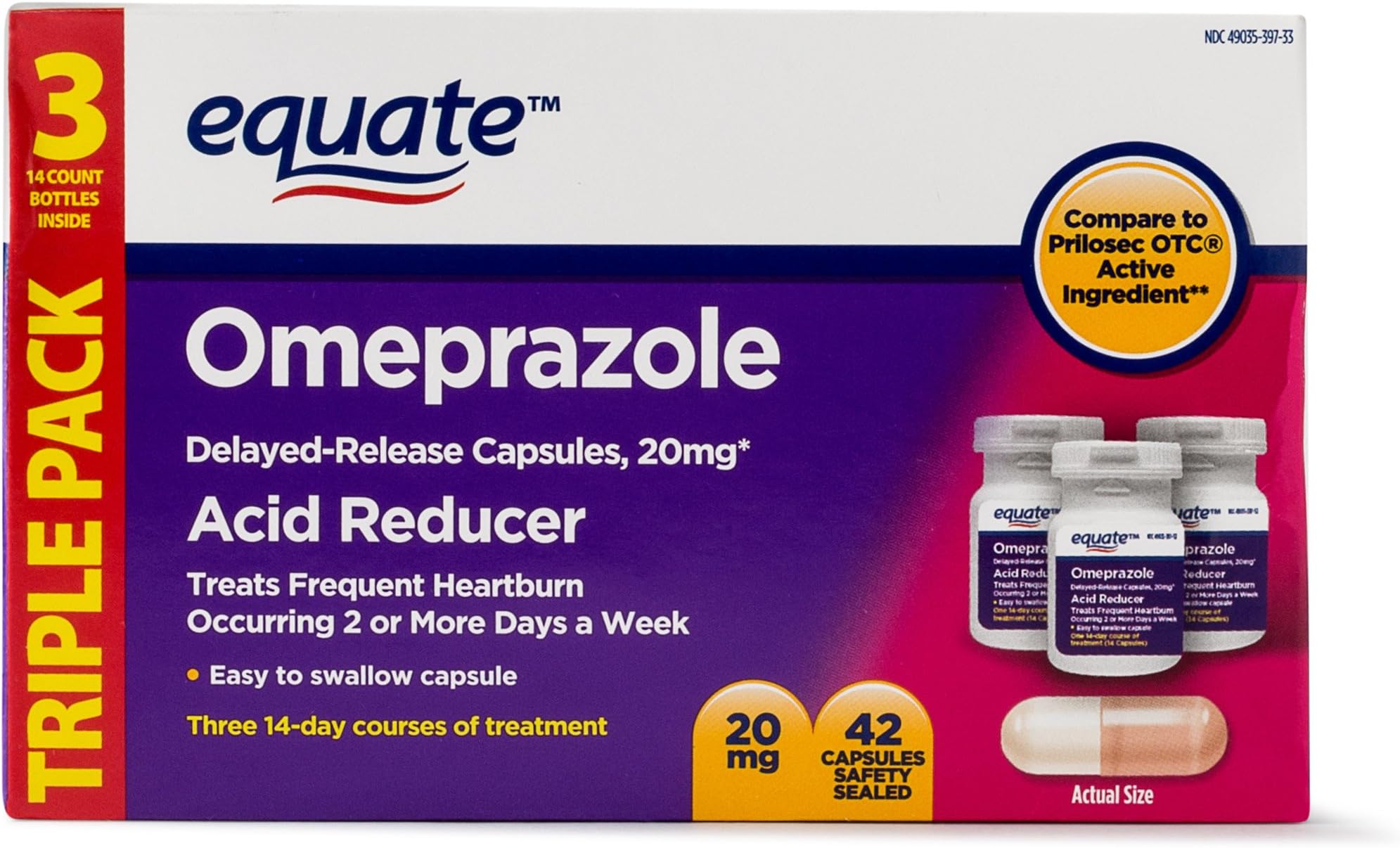 Equate Omeprazole Magnesium 20.6 mg, Acid Reducer