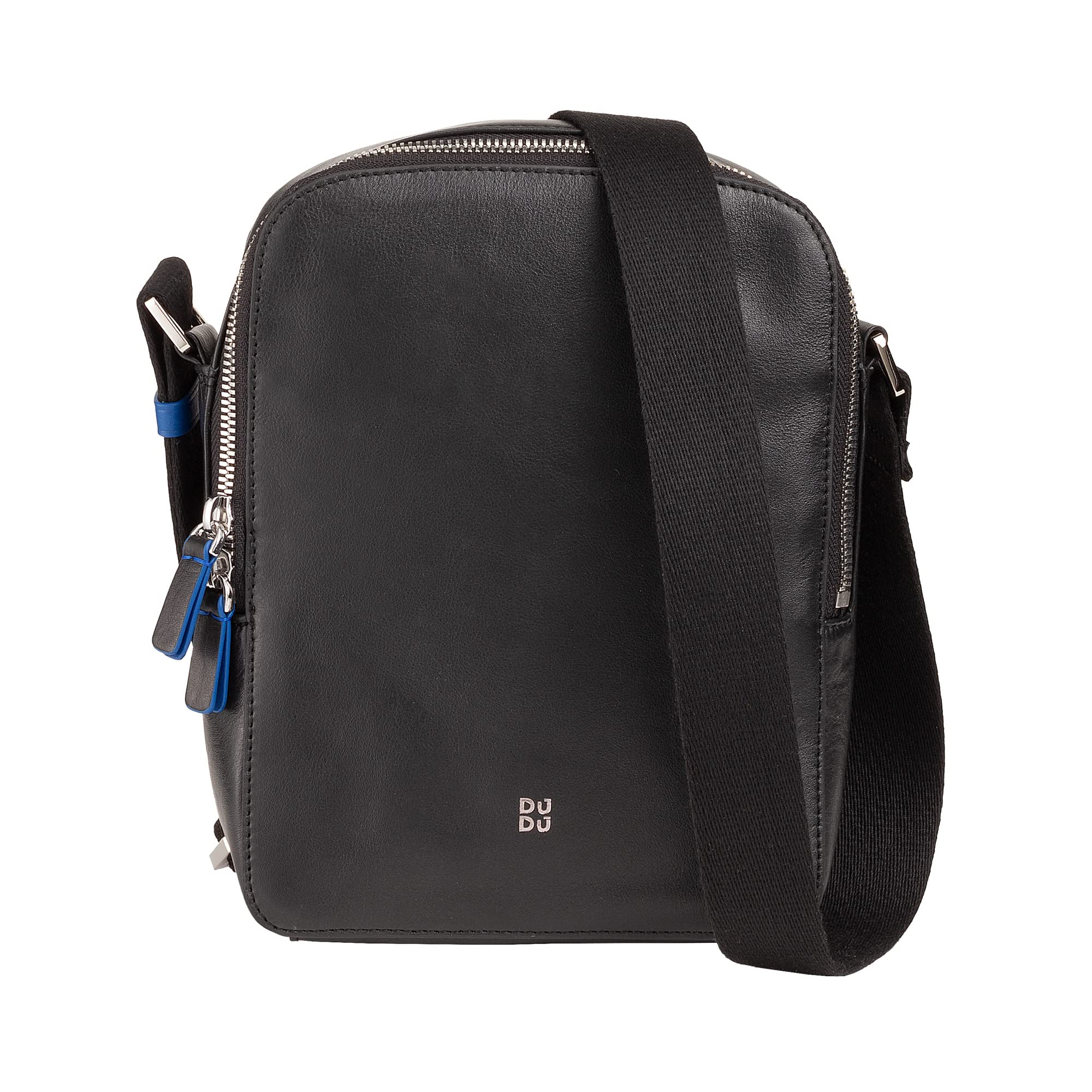 Sac bandoulière en cuir véritable noir pour homme avec multi-compartiments