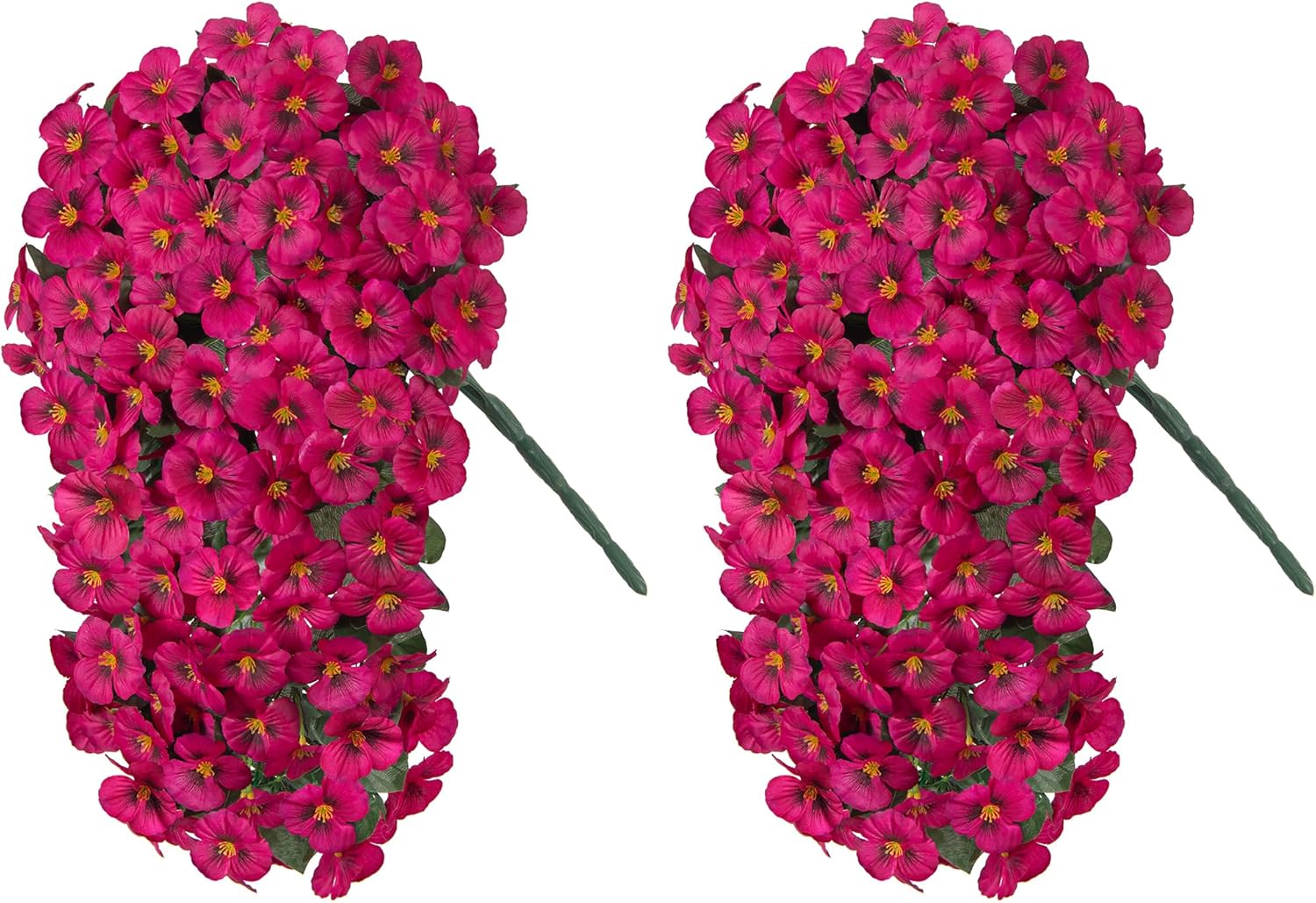 HyeFlora Artificial Flowers for Outdoors 2pcs Faux Silk Pansy Vines Lush UV Resistant Fake Hanging Flower Plants for Outside Porch Yard Patio Window Box (Rose) - Image 2