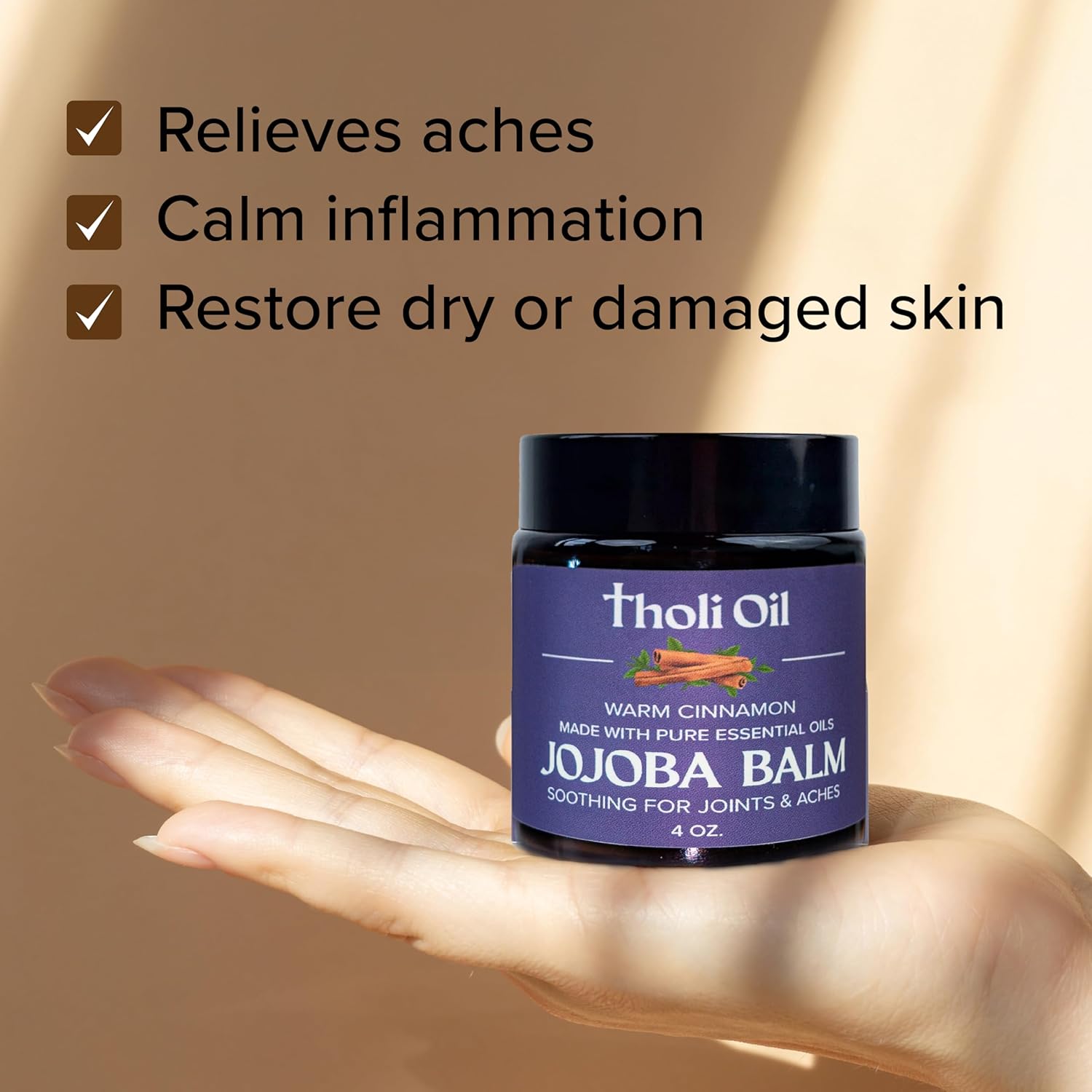 Plantar Fasciitis Relief Balm – Jojoba Cream with Cinnamon, Cassia, Spikenard & Hyssop – Soothes Heels, Supports Joints & Skin Repair (4oz)