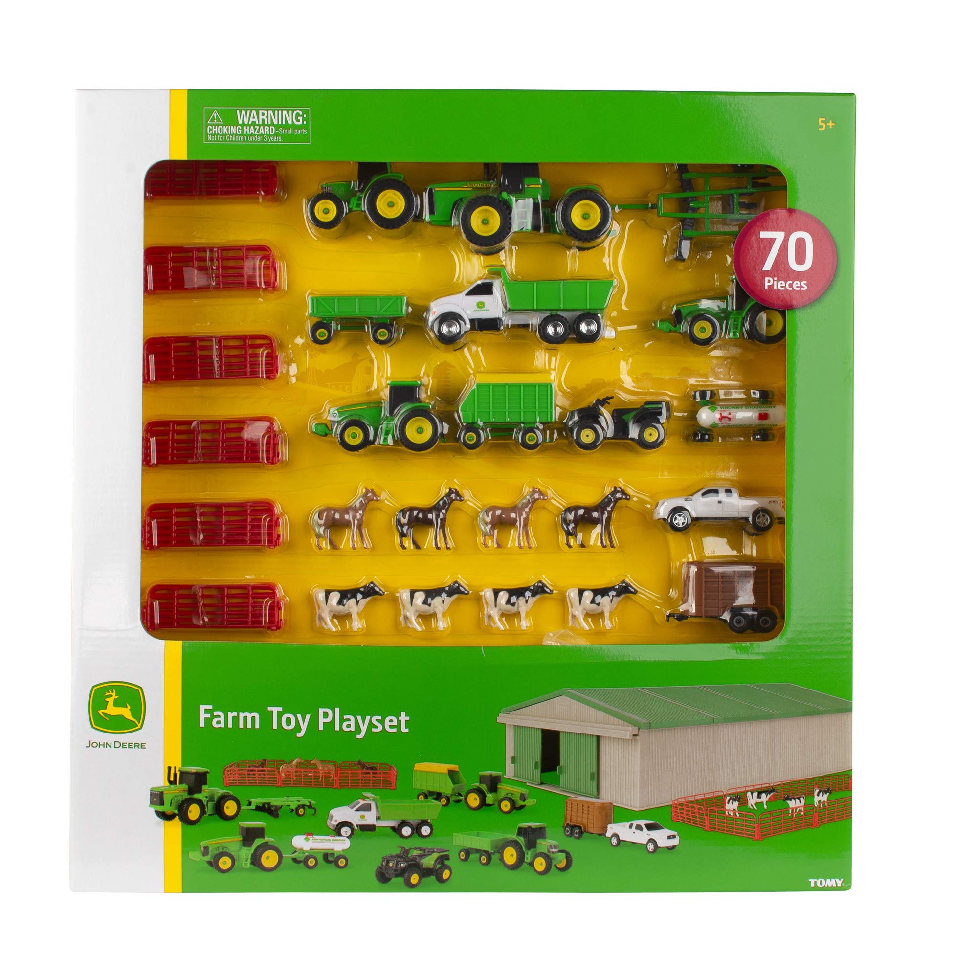TOMY John Deere DieCast Farm Toy 70Piece Value Playset with Machine