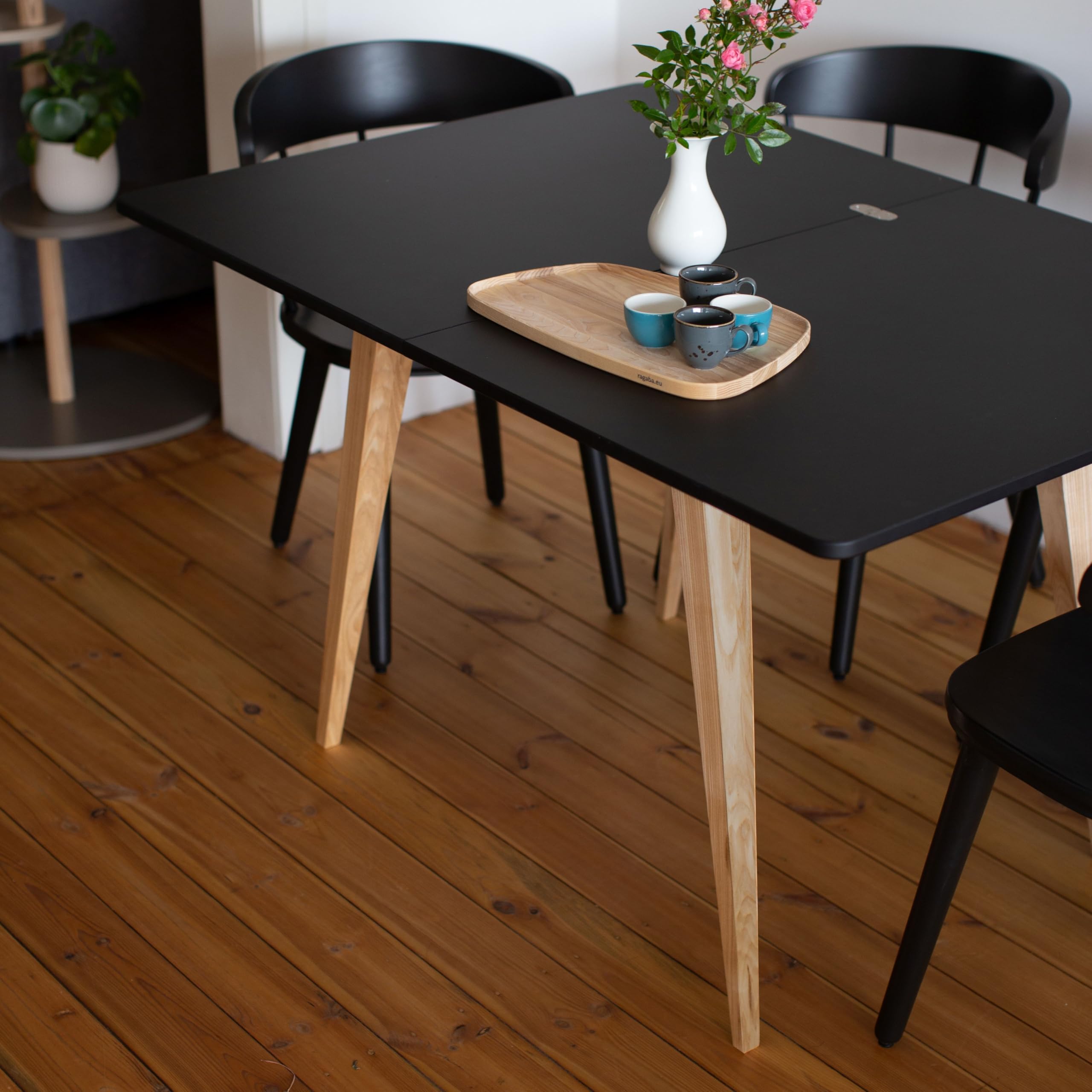 Ragaba Envelope - Mesa de comedor plegable (90/130 x 76 x 65 cm, madera FSC, para 4 a 6 personas, revestimiento antihuellas, revestimiento antiarañazos, ideal para cocina o comedor