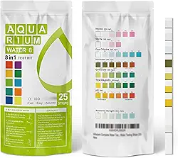 AAwipes Tiras De Teste Amônia Para Aquário 8 Em 1 | 25 Tiras, Rápido E Preciso Ph, Carbonato, Alcalinidade, Dureza, Cloro, Nitrito, Etc. (K02-25)