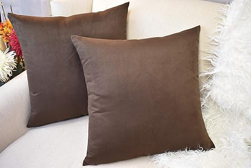 Miniatura 2 de Funda decorativa de almohada MoonRest, de micro gamuza, 2 unidades, cubierta para cojín de gamuza sintética, (juego de 2 unidades), Gamuza, Coffee,