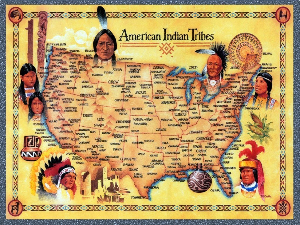 Buy American Indian Tribes United States Map Wall Art Print Online 
