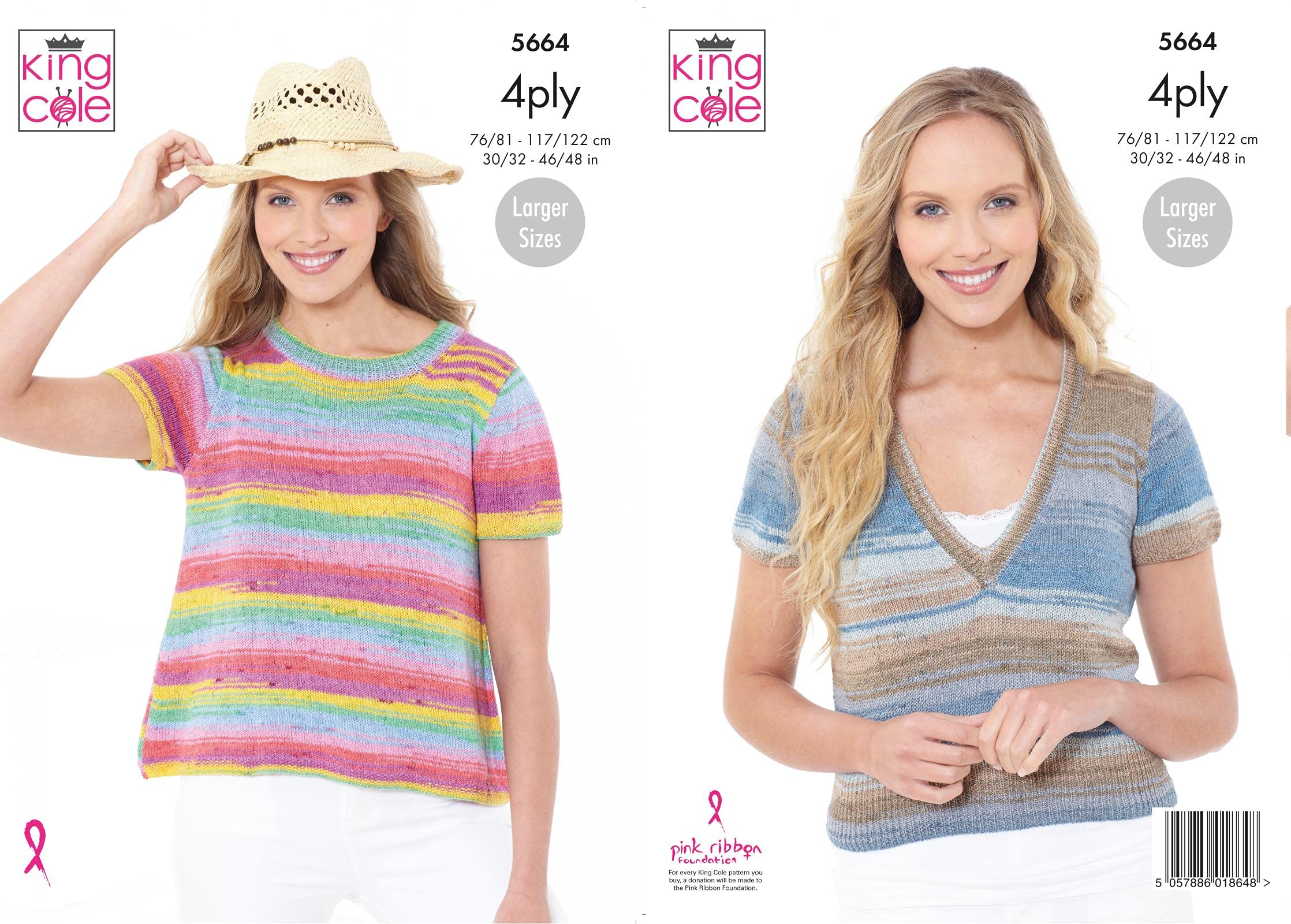 King Cole Summer 4 Ply Tops Pattern 5664 30/32 - 46/48 in