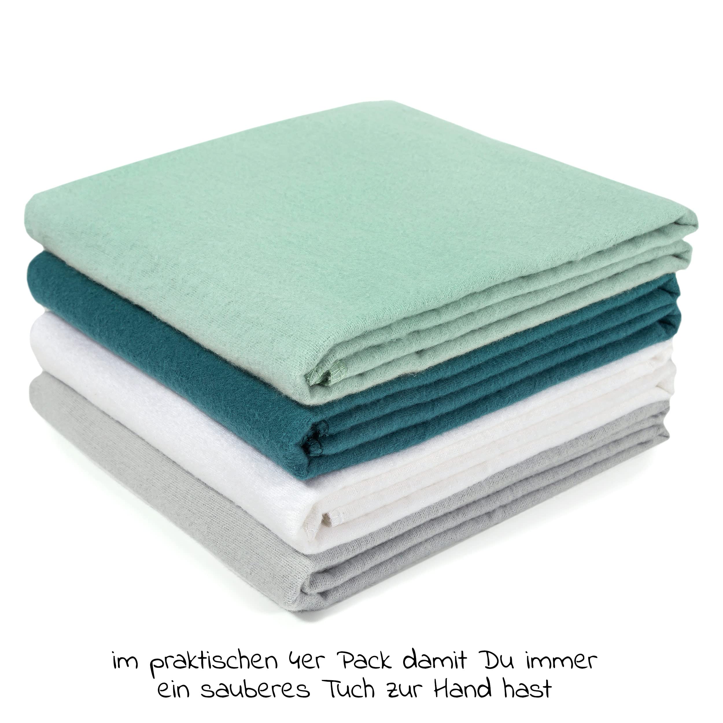 MAKIAN Molleton Cloths Set, 4 x Cloth Nappies 80 x 80 cm, Set of 4 Baby Burp Cloths/Soft - Image 2