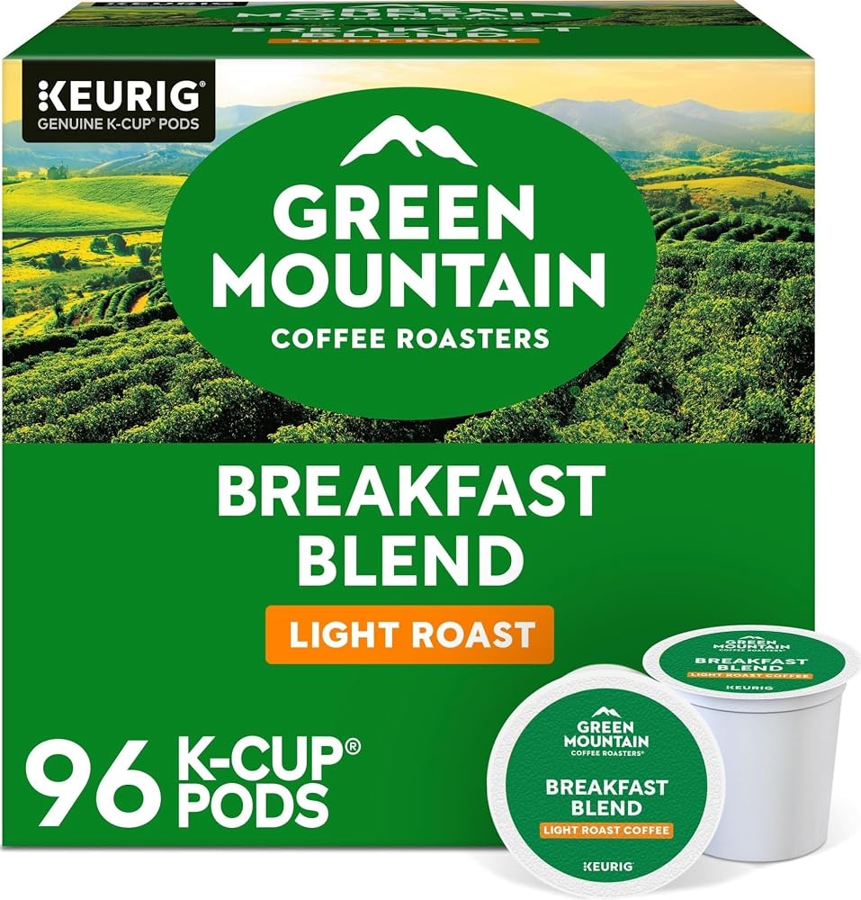 Green Mountain Coffee Roasters Breakfast Blend Single-Serve Keurig K-Cup Pods, Light Roast Coffee, 96 Count