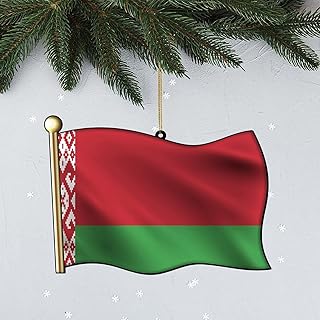Personalized Christmas Ornaments Tree, Custom Belarus Country Flag Flat Shape Ornament, Custom 2D Christmas Ornament 3 Inch Memorial National Day Holiday Present for Winter Holiday, 2 Sides with Text