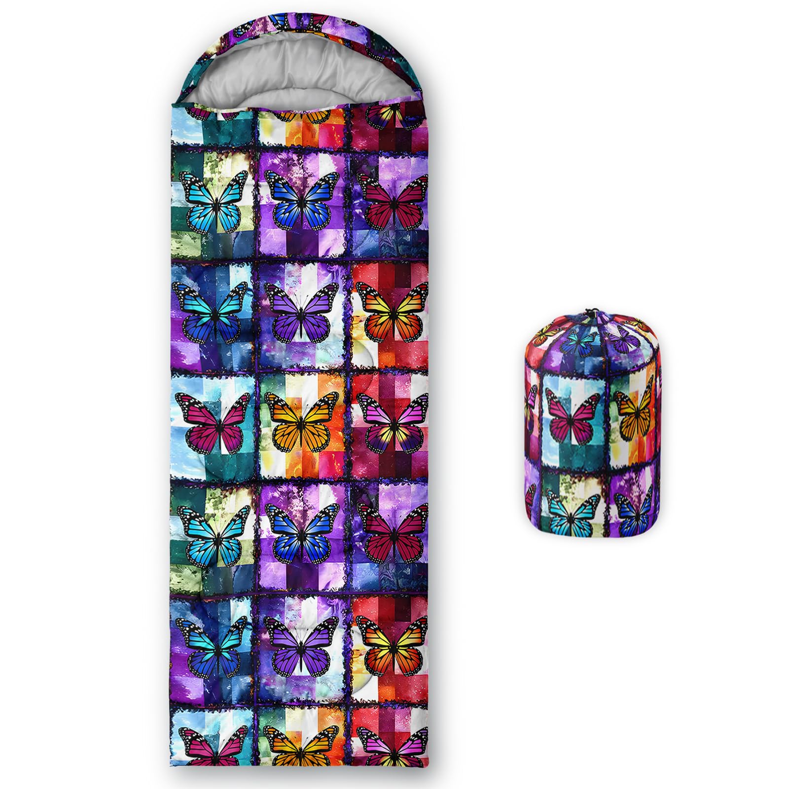 QOOMO Ball Flower Camping Sleeping Bags,3 Season Warm &amp; Cool Weather,Lightweight,Waterproof Sleeping Bags for Adults &amp; Kids,Traveling,and Outdoors,Camping Gear Equipment