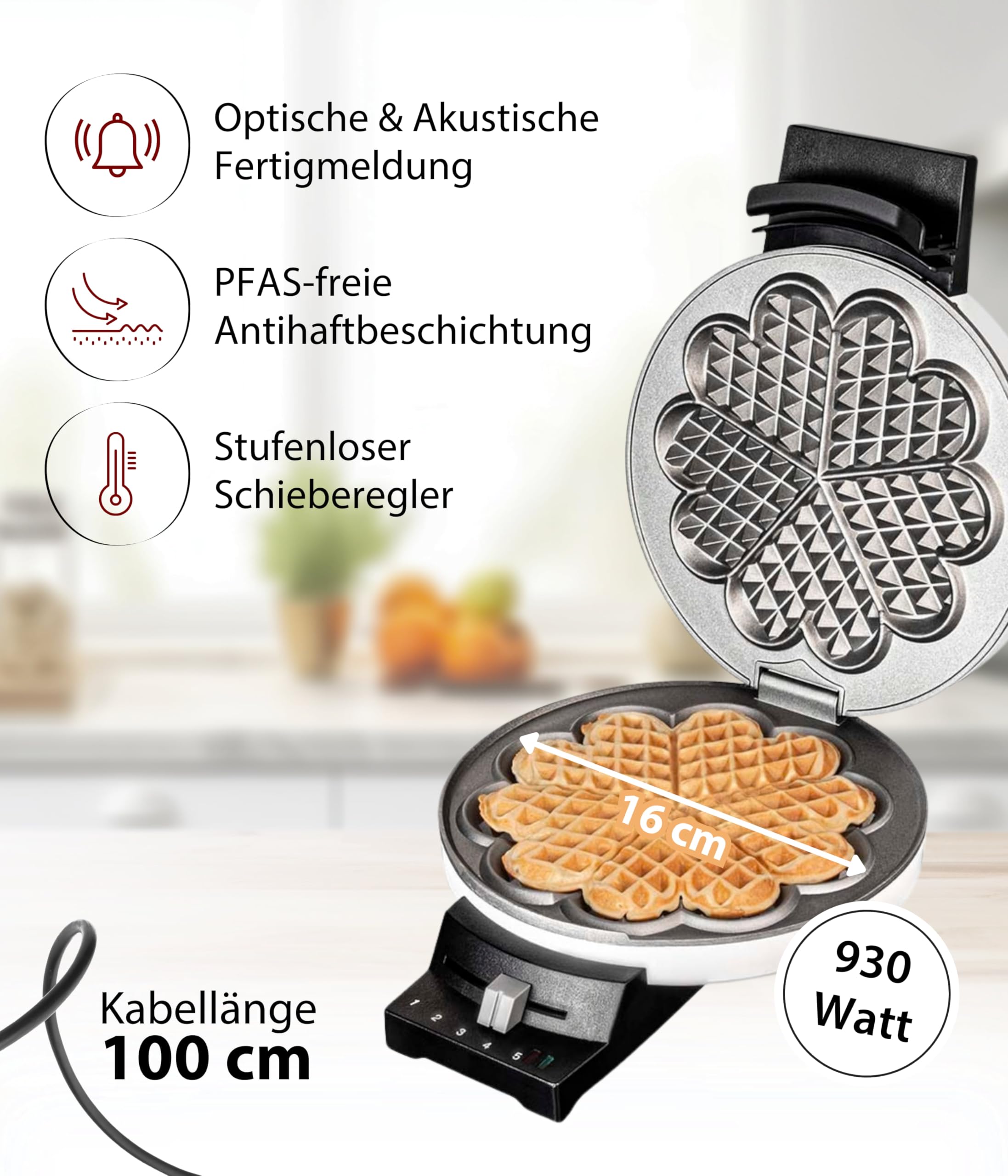 Cloer 181 Waffeleisen für eine Herzwaffel – Bild 2