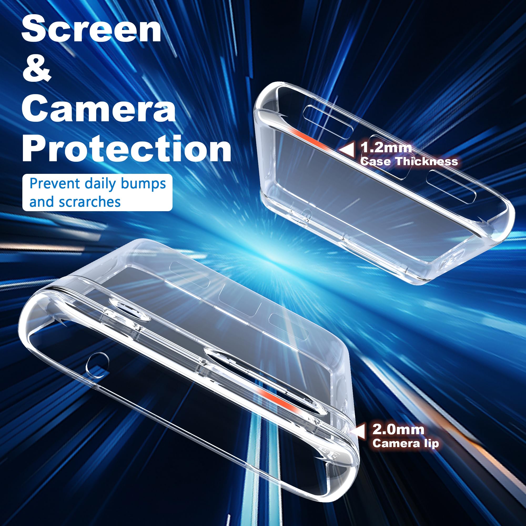 iVoler Anti Ingiallimento Chiaro Cover per Google Pixel 8A con 2 Pezzi Vetro Temperato, Custodia Antiurto Trasparente per Assorbimento degli Urti con Paraurti in TPU Morbido Sottile Case