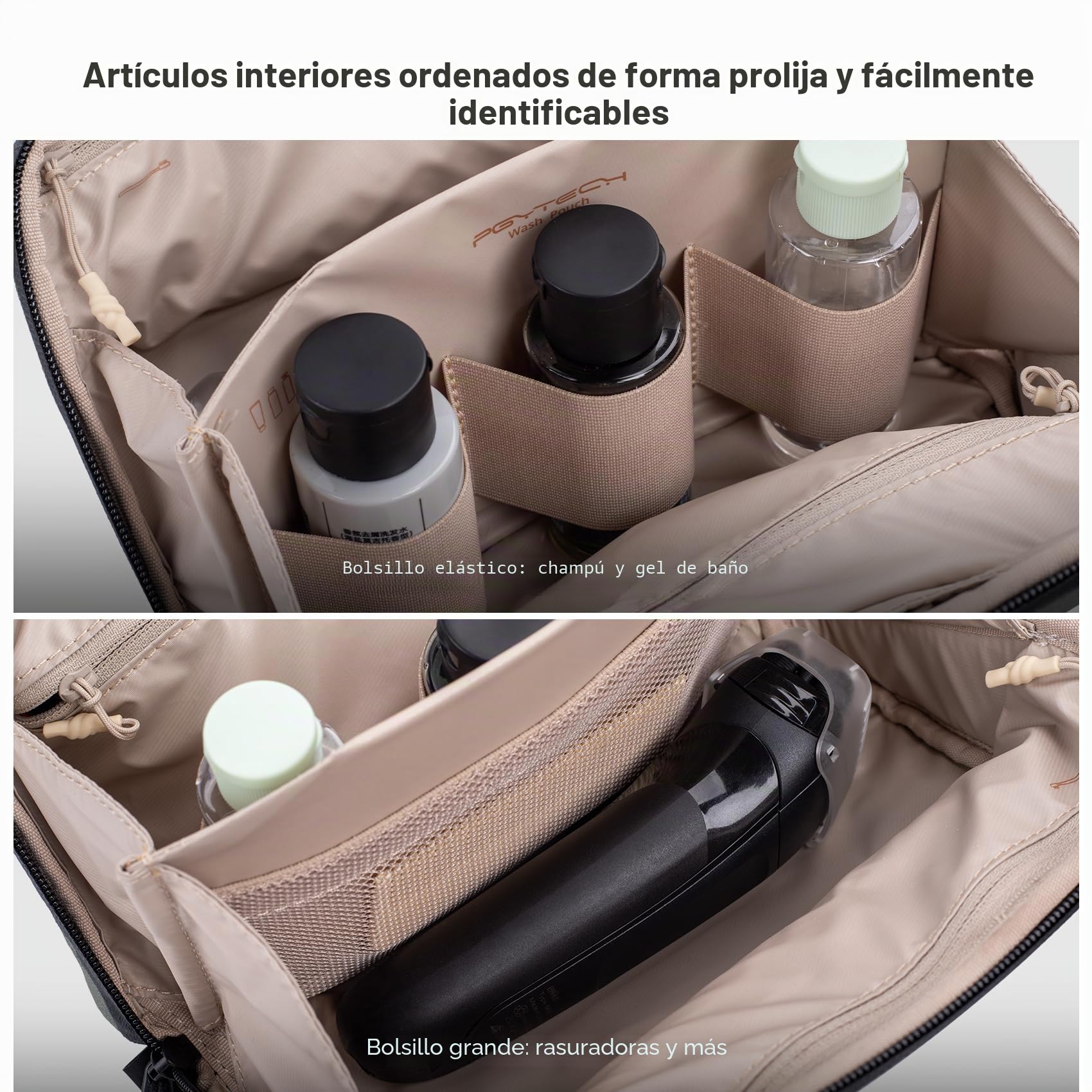 PGYTECH Neceser de Viaje Bolsa de Aseo, Organizador Compacto Negro | Tejido Impermeable, Separación Seco y Húmedo, Gancho Colgante, Múltiples Bolsillos, Neceser Ligero de Viaje