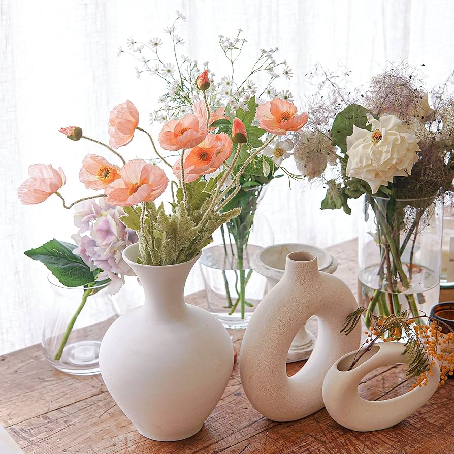 Amazon｜リアルなポピーシルク コーラルピンクフラワー (3つの茎) 結婚