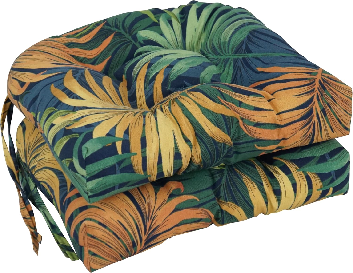 Blazing Needles 16-inch Rounded Back Tufted Outdoor Chair Cushion, 16 x 16, Laperta Monsoon 2 Count