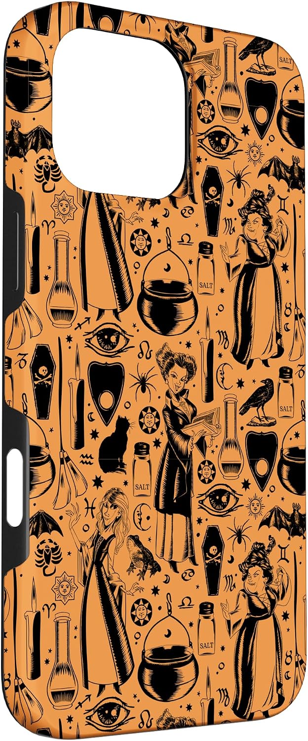 Disney Hocus Pocus Sanderson Sister Print Orange Case for iPhone 16 Pro Max