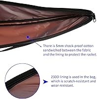 Vista 6 de Badminton Racquet Cover - Lightweight Padded Waterproof Badminton Racket Cover Bag with Adjustable Shoulder Strap for Indoor Outdoor