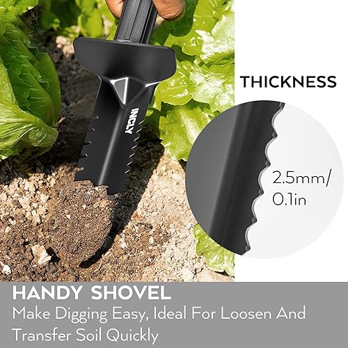 Miniatura 2 de INCLY Pala detector de metales, excavadora de doble borde dentado resistente, herramienta de detección de excavación con funda para montaje en
