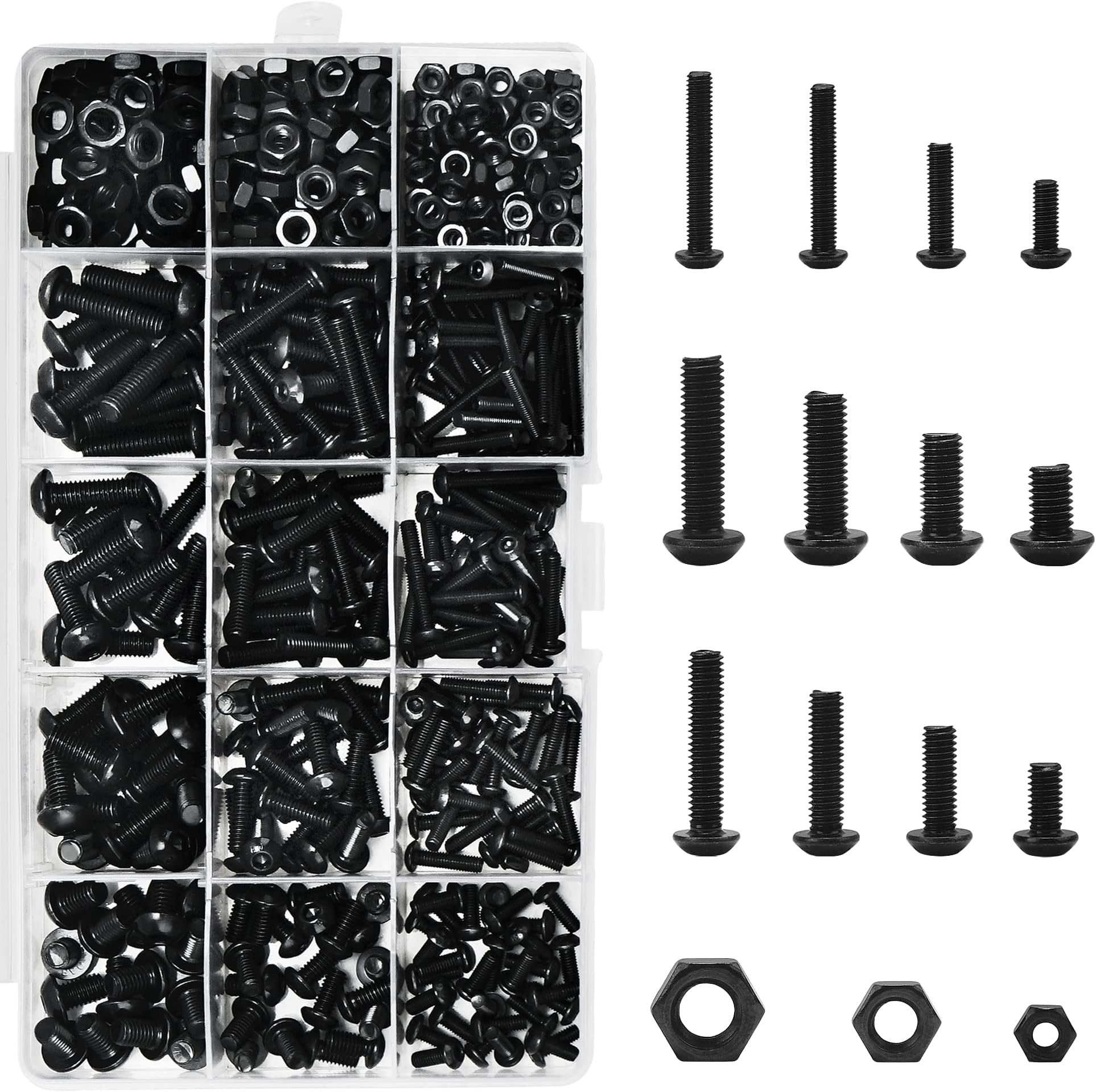 Kit 80 Viti Dadi M3 Nylon Nero 8 Taglie Assortimento Kit Assortito 80 Pezzi Viti E Dadi In Nylon Nero M3 - 8 Lunghezze Diverse Viti Nylon - Foto 13