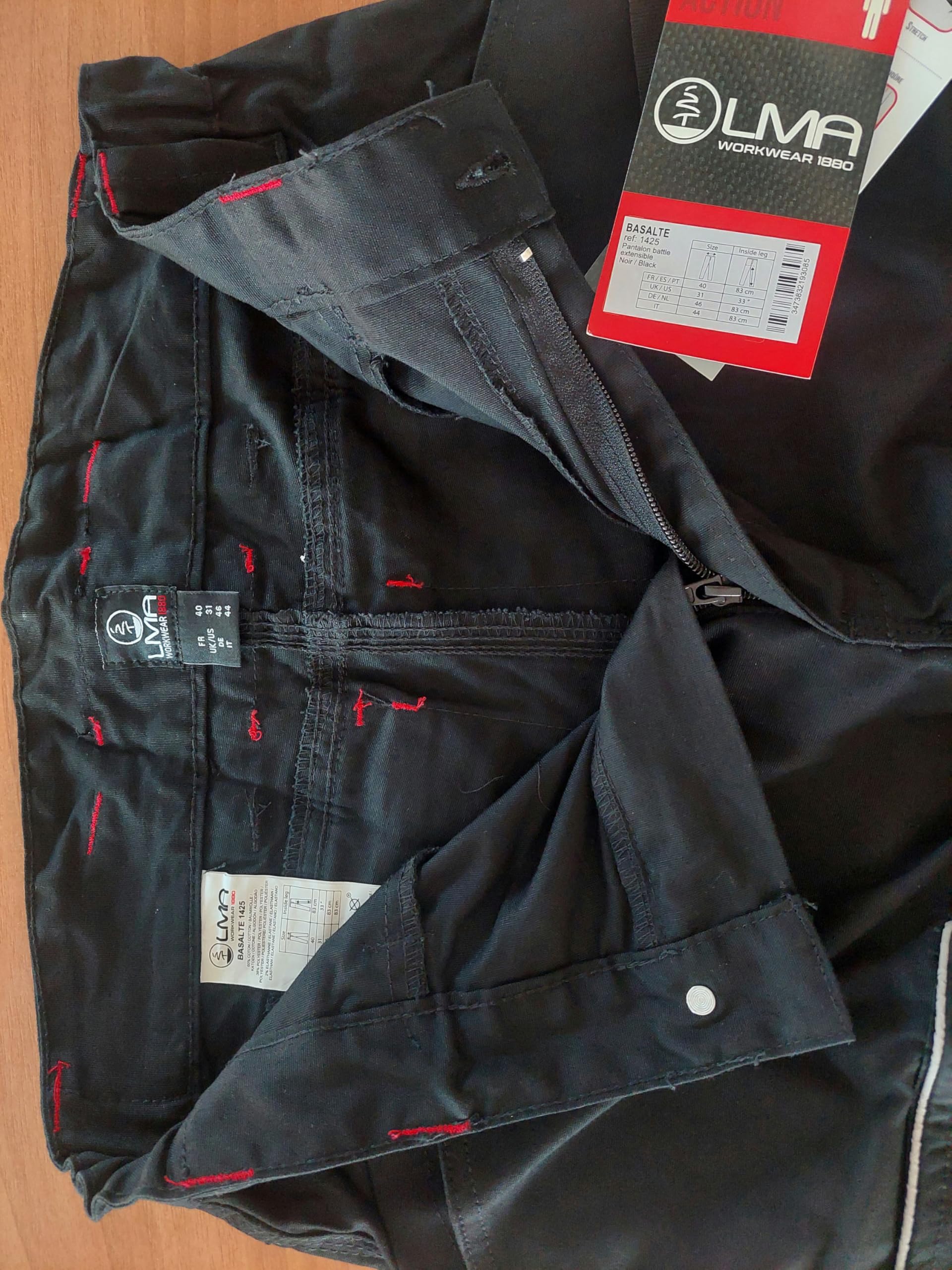 LMA WORKWEAR 1880 - Pantalon de Travail Stretch - 1425 Basalte - Multipoches, Extensible - Idéal BTP, Artisanat - Entrejambe 83