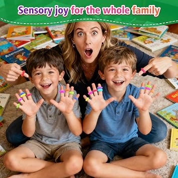 Fidget Toys Sensory Rings for Kids: 18 Pack Finger Spinner Autism ADHD Calming Fidget Toys, Soft Tactile Stress Relief Rings for Classroom Prize, Stocking Stuffers & Fine Motor Skills