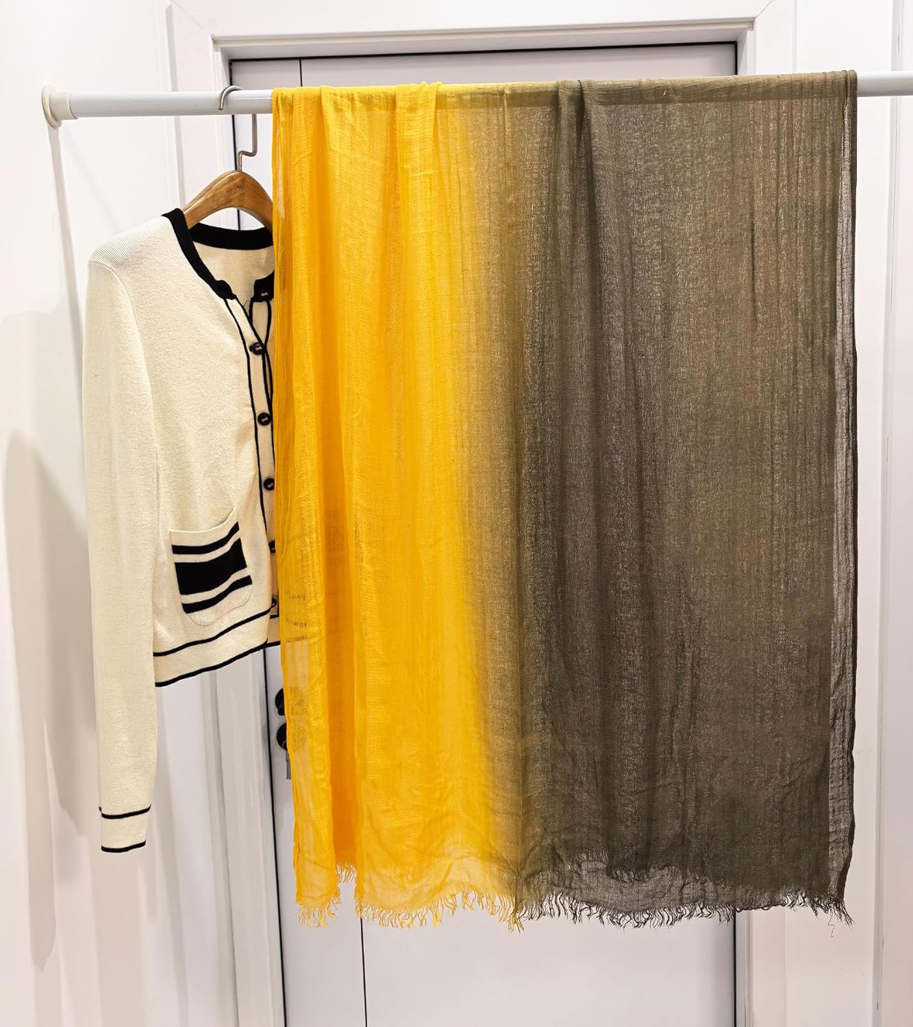 bamboo cotton Fashion Lightweight Travel Scarf,Gradient Two-tone Four Season Scarf Shawl Beach Gauze - Image 3