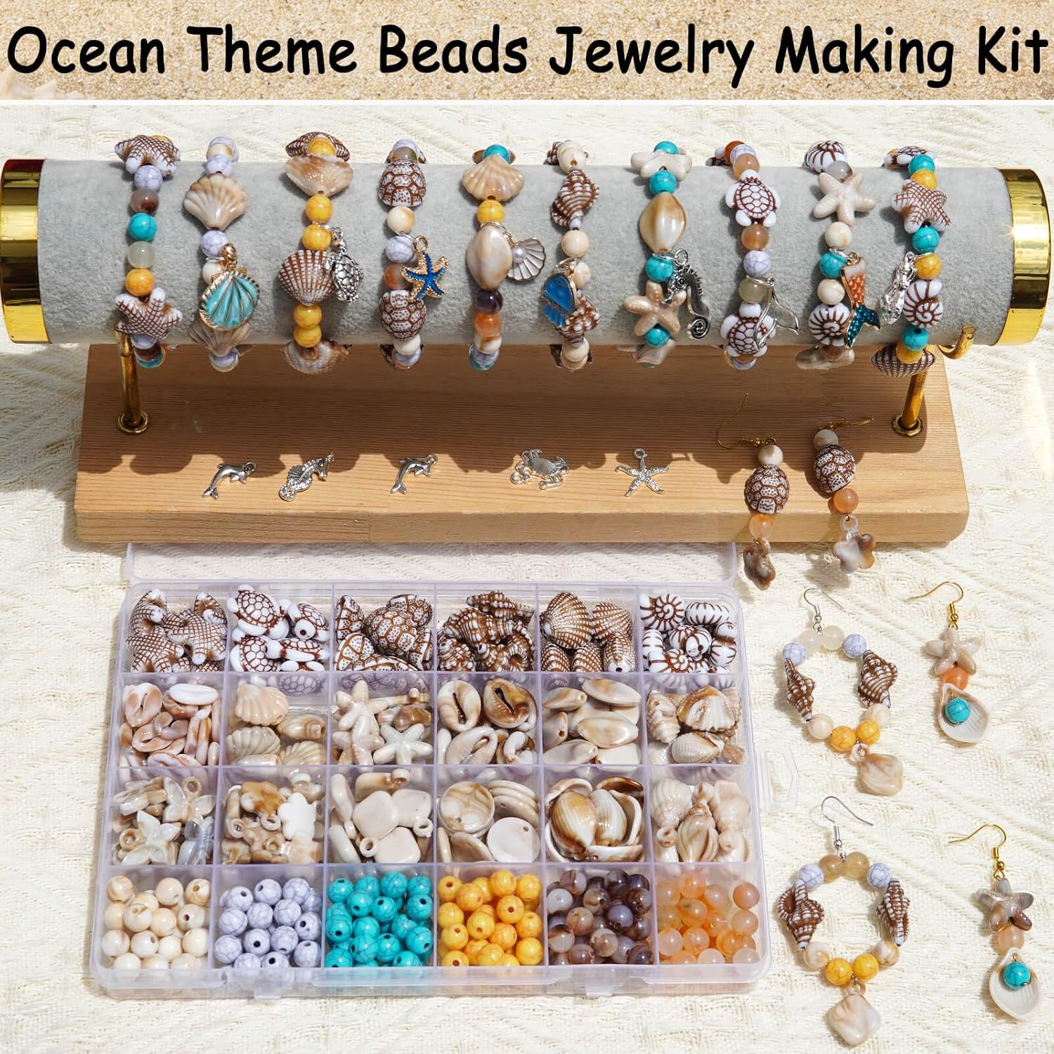 406Pcs Ocean Sea Shell Beads Mermaid Charms Kit for Jewelry Making image 5