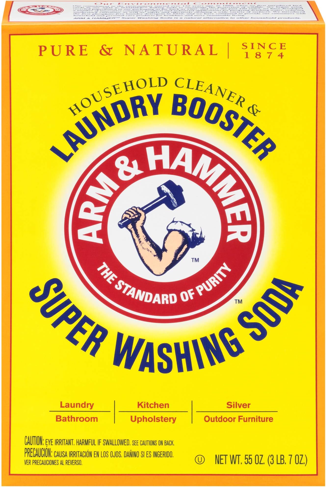 Arm & Hammer Super Washing Soda Detergent Booster & Household Cleaner, 55oz.