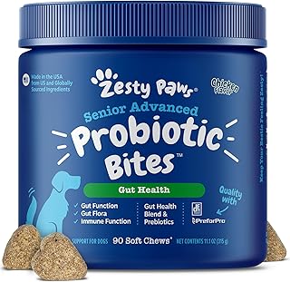 Zesty Paws Probiotics for Dogs - Digestive Enzymes for Gut Flora, Digestive Health, Diarrhea &amp; Bowel Support - Clinically ...