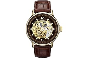 Men's Damon Relic Brown Croco Leather and Gold Stainless Steel Automatic Watch (Model: ZR77224)
