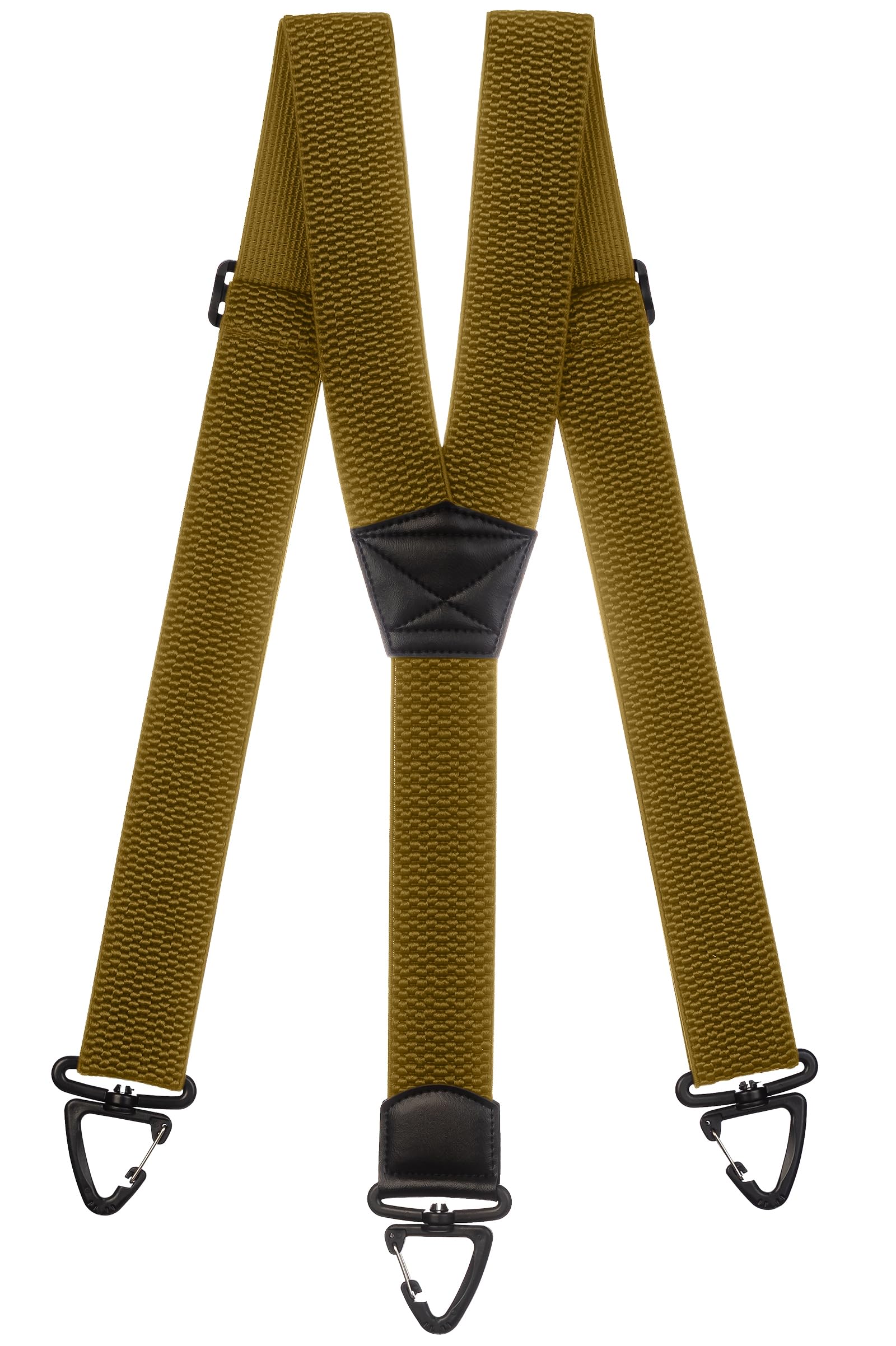Olata Heavy Duty Extra Wide Y-Shape Braces/Suspenders with Plastic Carabiner Clips - 5cm. Olive Green