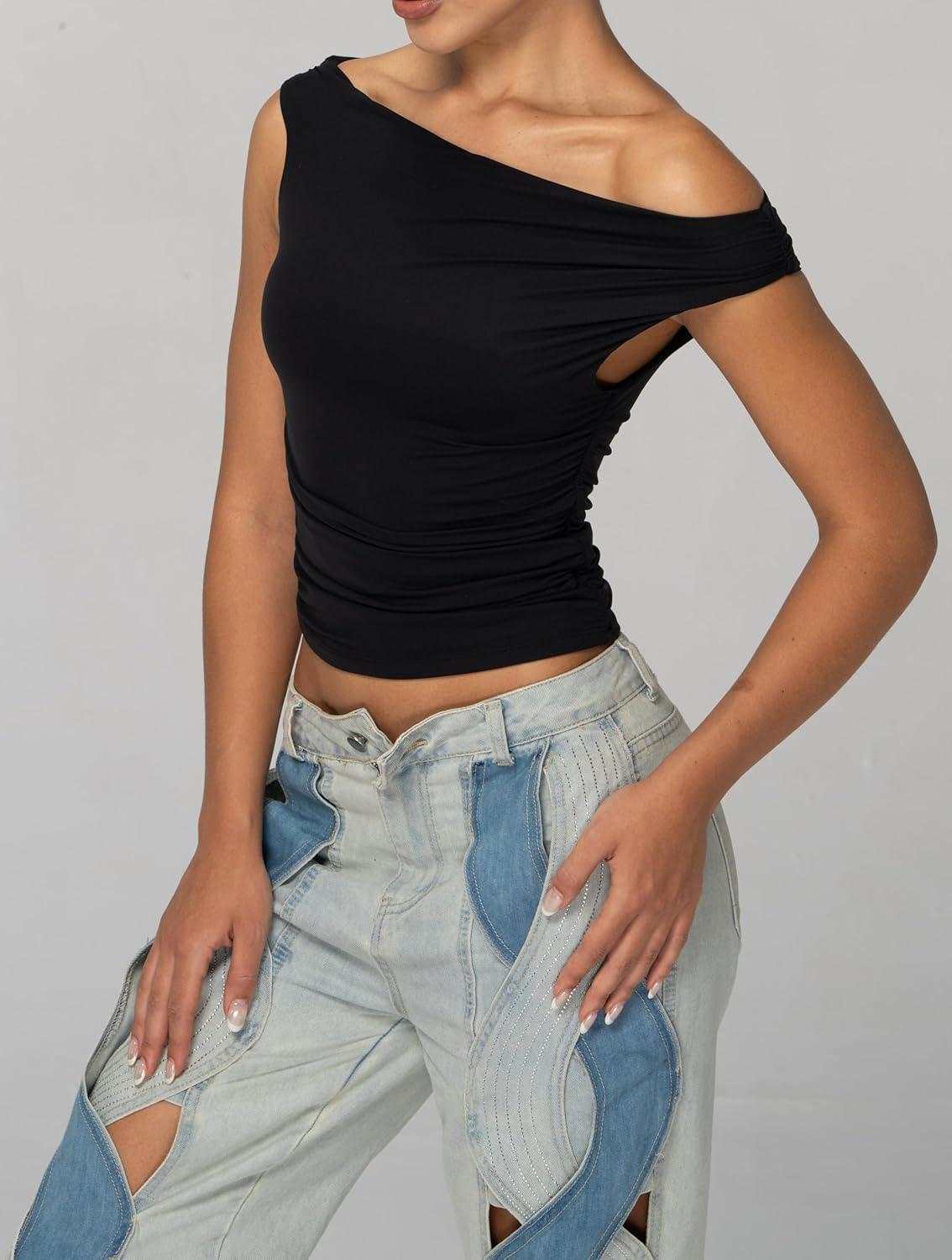 Off Shoulder Tops for Women Spring Going Out Crop Tank Tops Sexy Sleeveless Shirts - Image 4