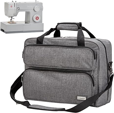 HOMEST Sewing Machine Carrying Case, Universal Tote with Shoulder Strap, Grey
