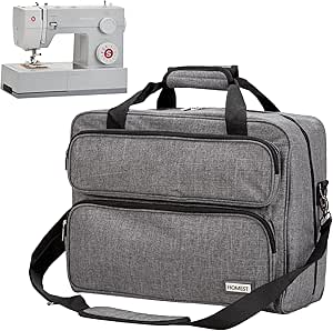 HOMEST Sewing Machine Carrying Case, Universal Tote Bag with Shoulder Strap for Singer, Brother, Janome, Grey