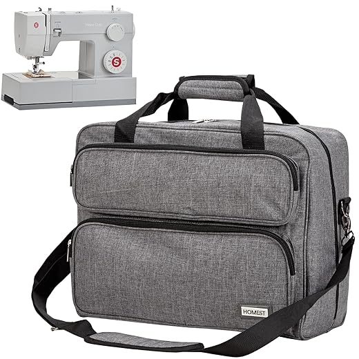 HOMEST Sewing Machine Carrying Case, Universal Tote Bag with Shoulder Strap Compatible with Most Standard Singer, Brother, Janome, Grey (Patent Design)