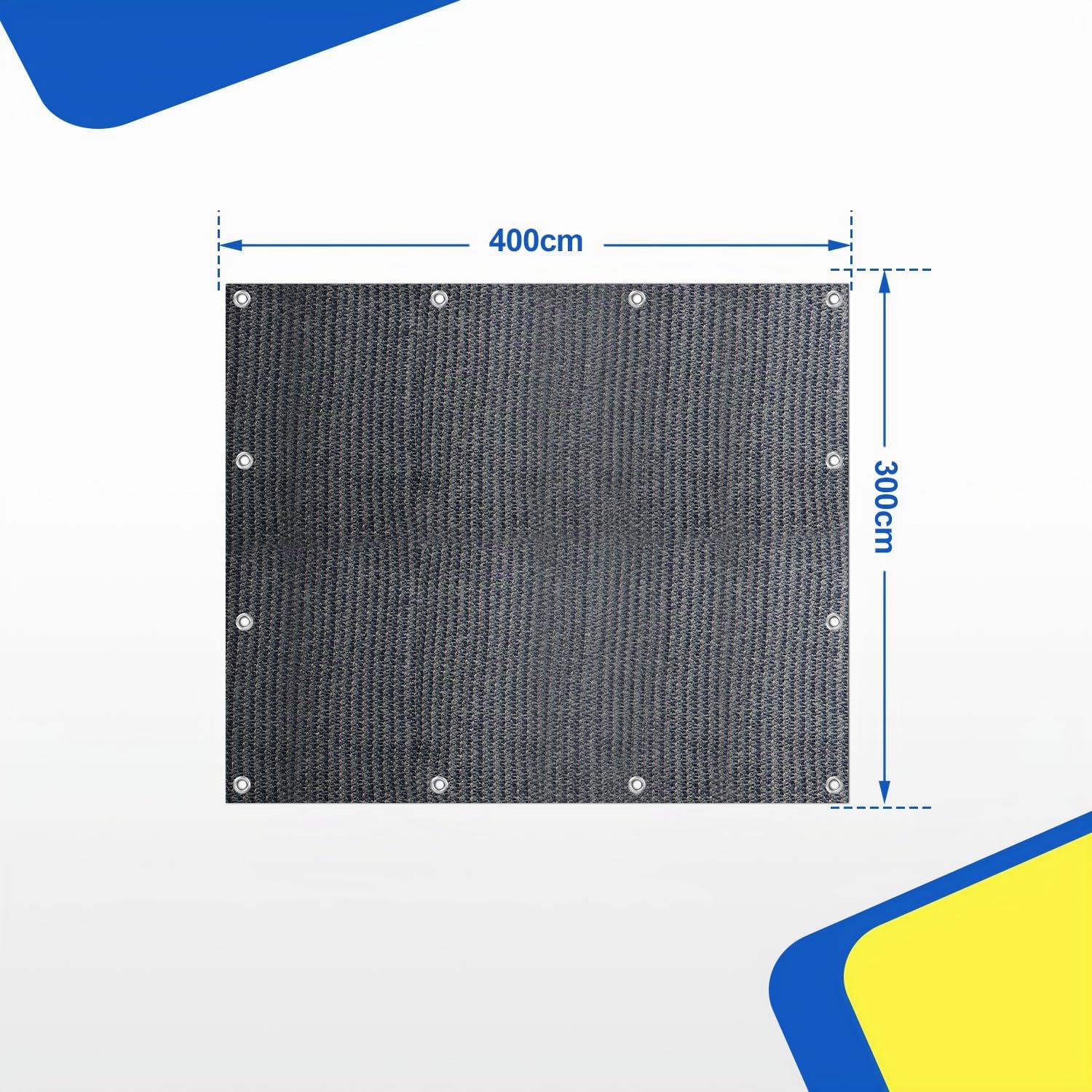 Tappeto per veranda 300 x 400 cm, tappeto da campeggio outdoor traspirante, lavabile, antiscivolo, con 13 picchetti e borsa per il trasporto, per roulotte, camper, tenda da sole, grigio blu