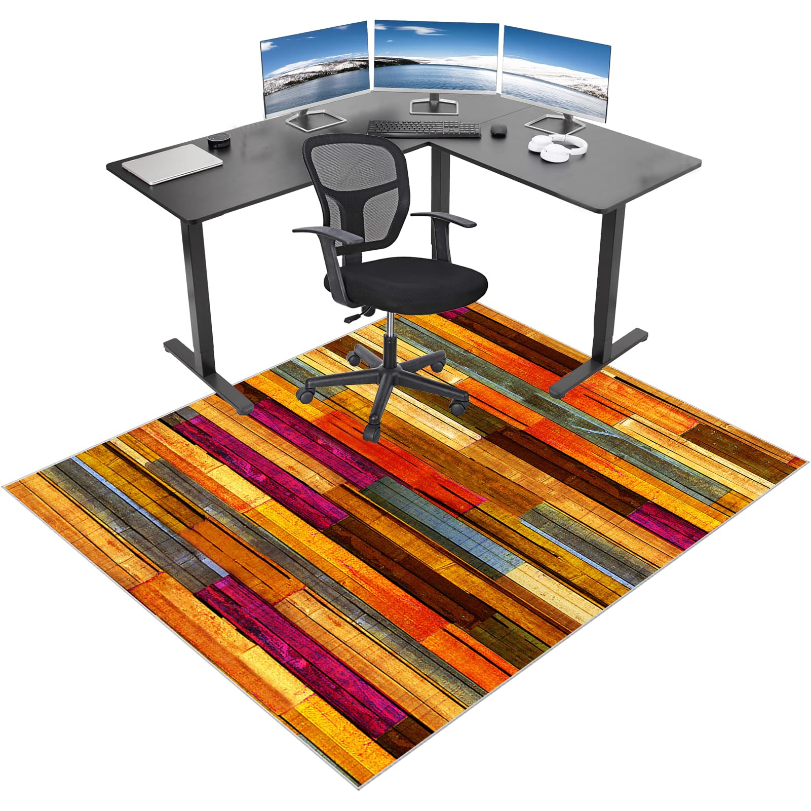 Qesjodfu A-1002 Office Chair Mat For Hardwood Floors, Gaming Computer Chair Mat, Desk Chair Mat For Carpeted Floor 70 X 100 Cm, Floor Mat For Office Chair Carpet Protector, Home Office Chair Mat Rug For Laminate