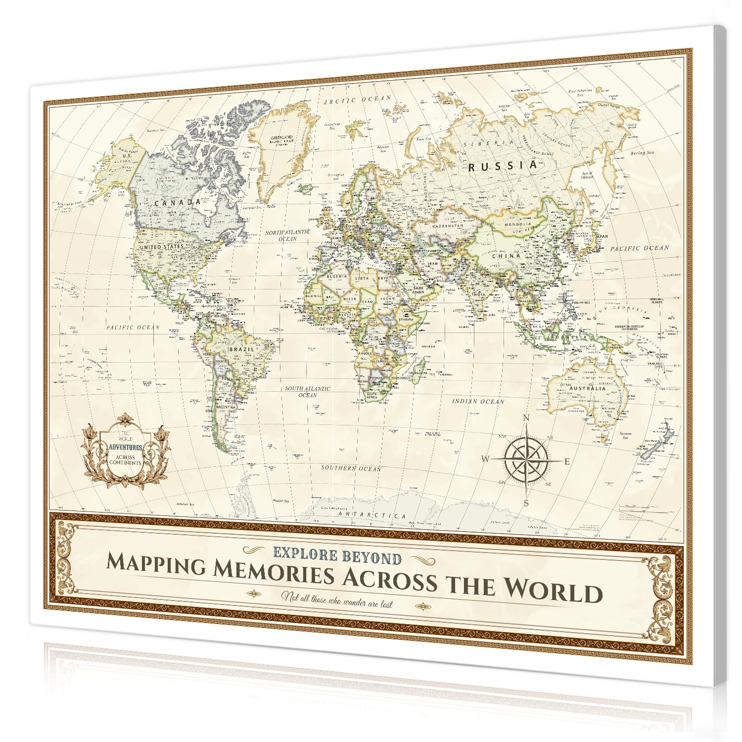 DECORARTS World Maps for Wall, Colorful World Map Canvas, 35x28''
