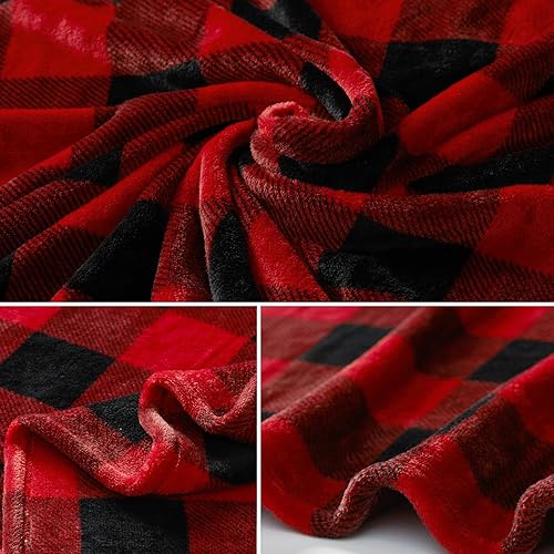 Miniatura 8 de Touchat Manta de forro polar, manta a cuadros de búfalo blanco y negro para sofá, cama, suave, cálida, acogedora manta de felpa a cuadros,