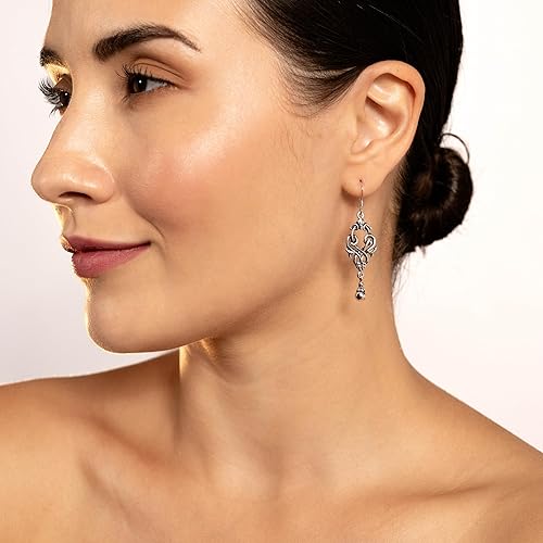 Miniatura 2 de Silvershake Pendientes de gancho o colgante de plata de ley 925 estilo victoriano con collar