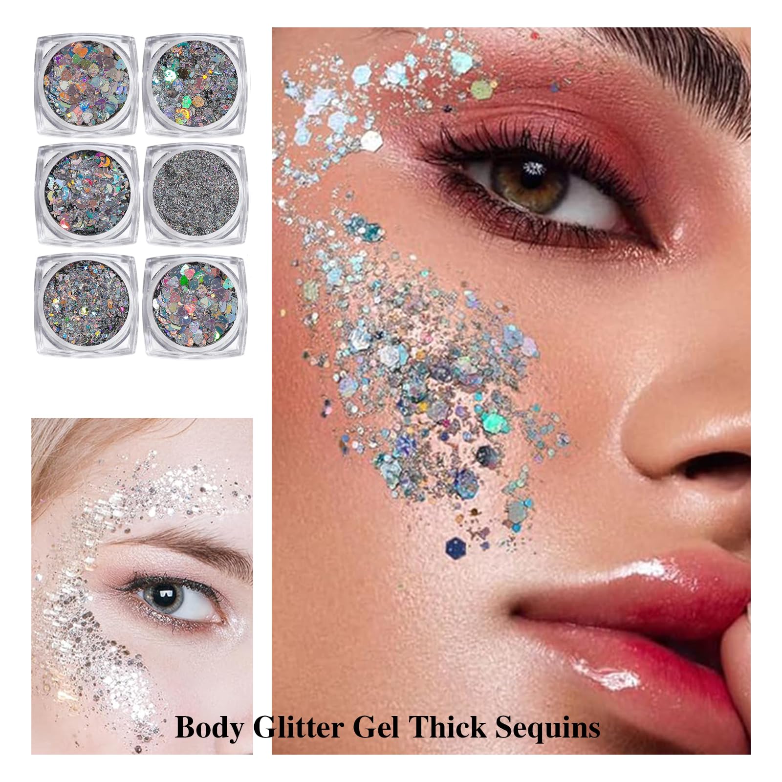 Glitzer Gesicht Gel Set – Für Halloween, Festivals, Party-Make-up, Wasserdicht & Haftfest