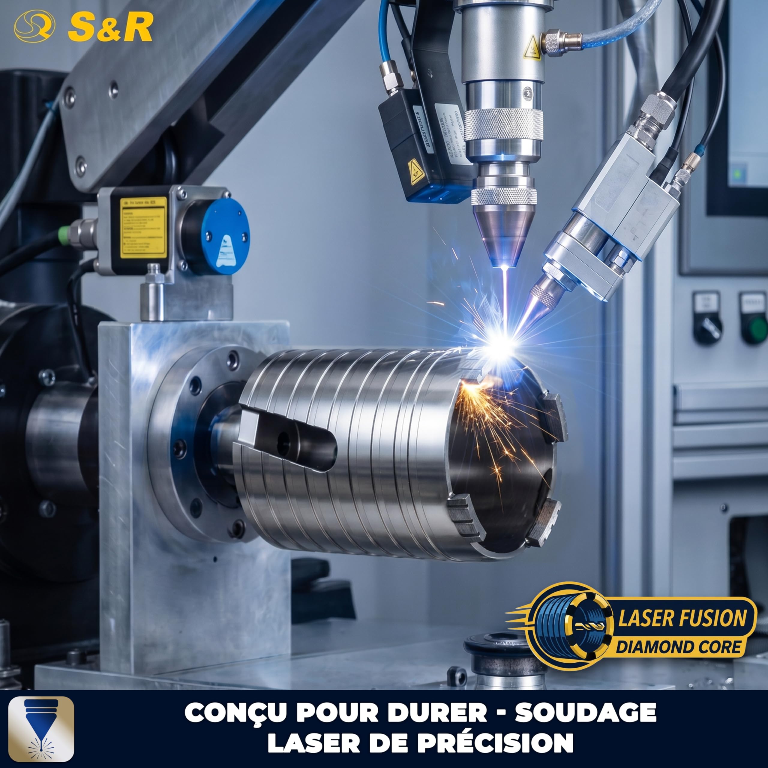 S&R Scie Cloche Trépan Béton 68mm. Foret Couronne Diamant Carotteuse 68. Scie Cloche Brique Marbre Maçonnerie. Adaptateur SDS Plus M16 et Foret Guide 8x110 mm