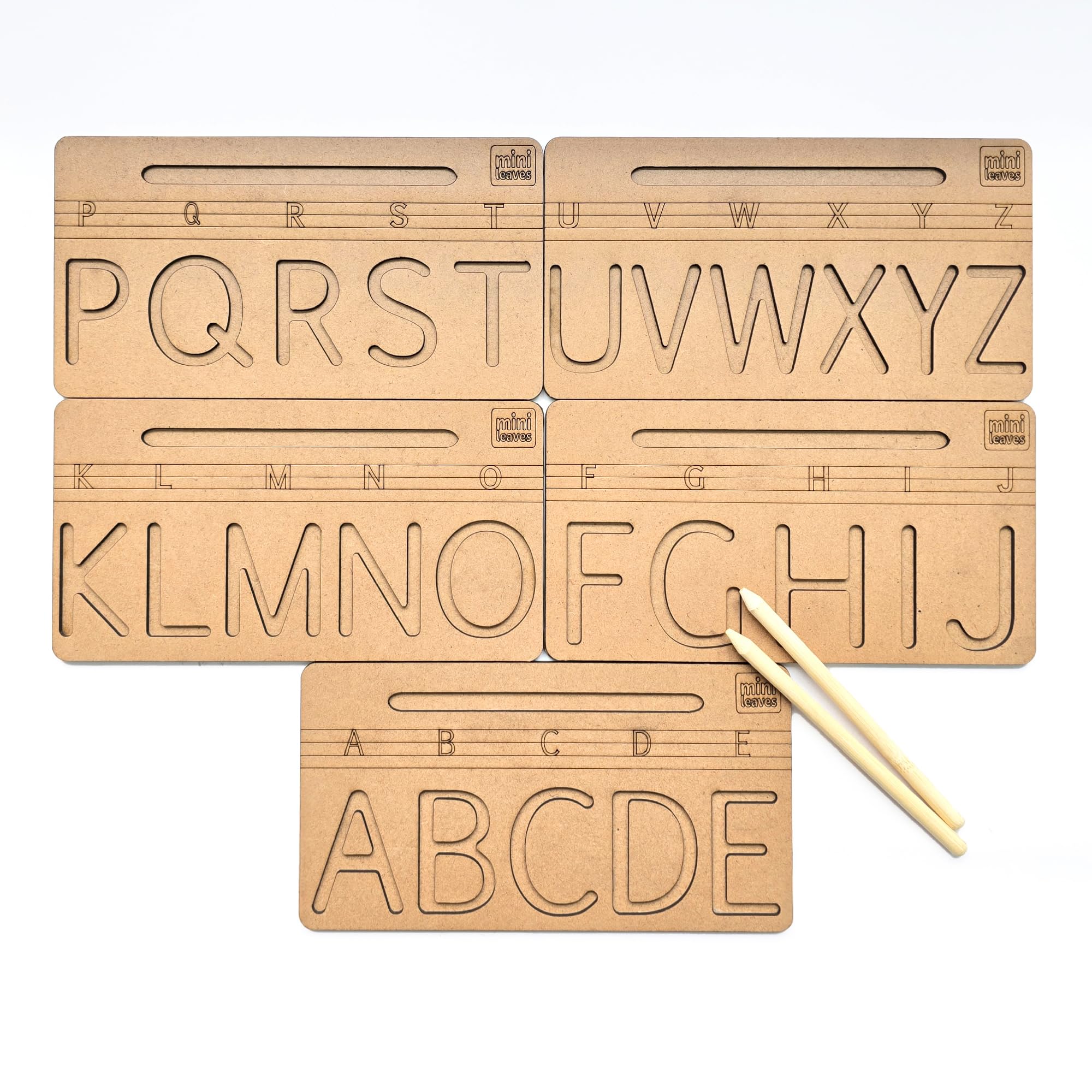 Mini Leaves Capital Letter Tracing Board - Stencils for Kids, ABCD Writing Practice for Kids, Progressive Learning Tool Writing Board for 2 3 4 Years.