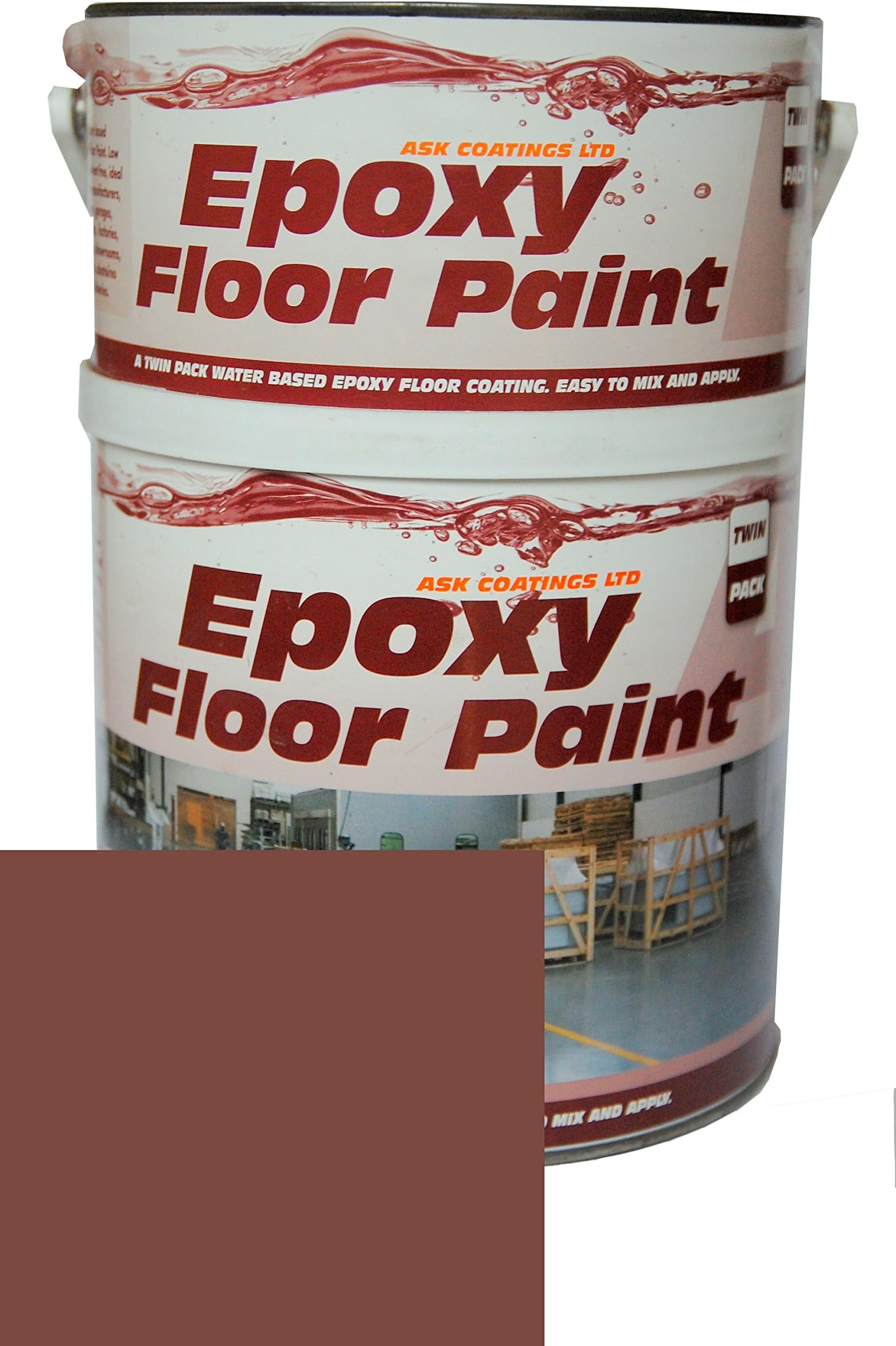Epoxy Resin Floor Paint by Ask Coatings. for Garage, Industrial and Domestic. 2.5L (Red Oxide)